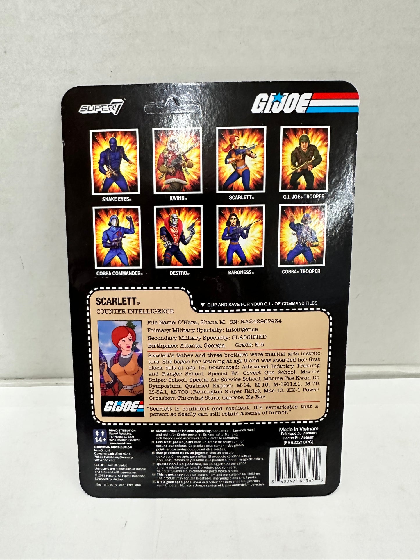 Super7 Hasbro 2021 GI Joe Scarlett Counter Intelligence 3.75" Figure Unpunched