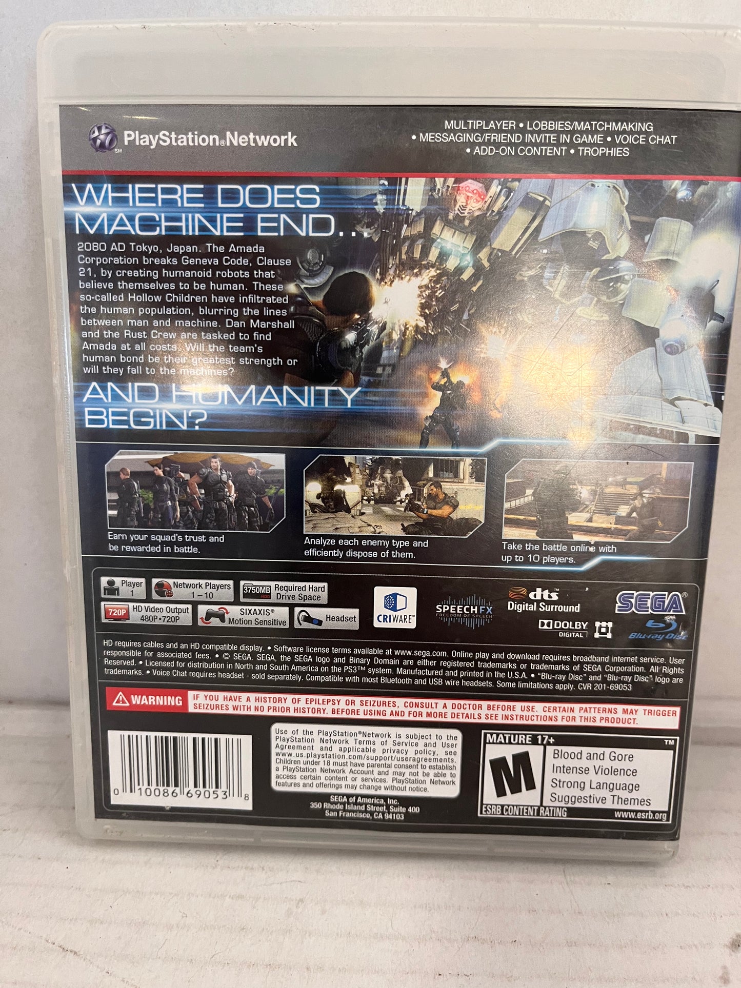 Binary Domain (Sony PlayStation 3 PS3, 2012)