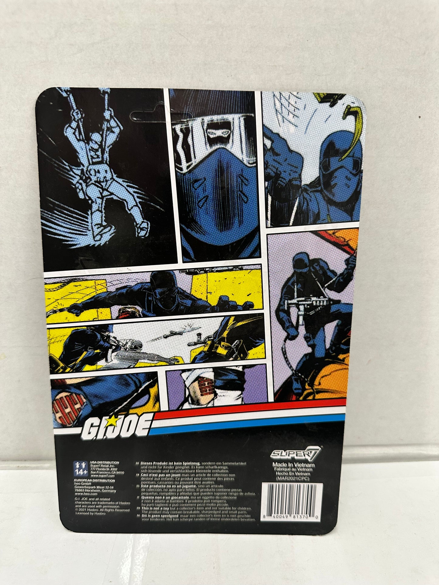 Hasbro ReAction GI Joe Super7 Snake Eyes Comic Unpunched Carded Action Figure