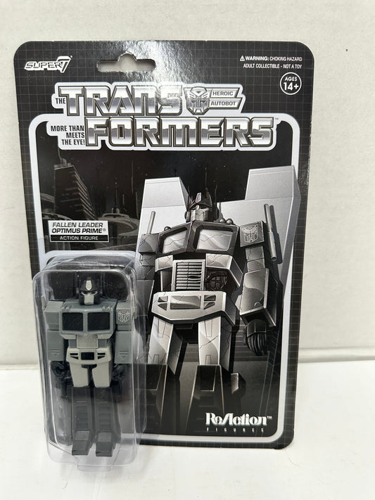 Transformers Super7 Reaction Fallen Leader Colorless Optimus Prime Action Figure