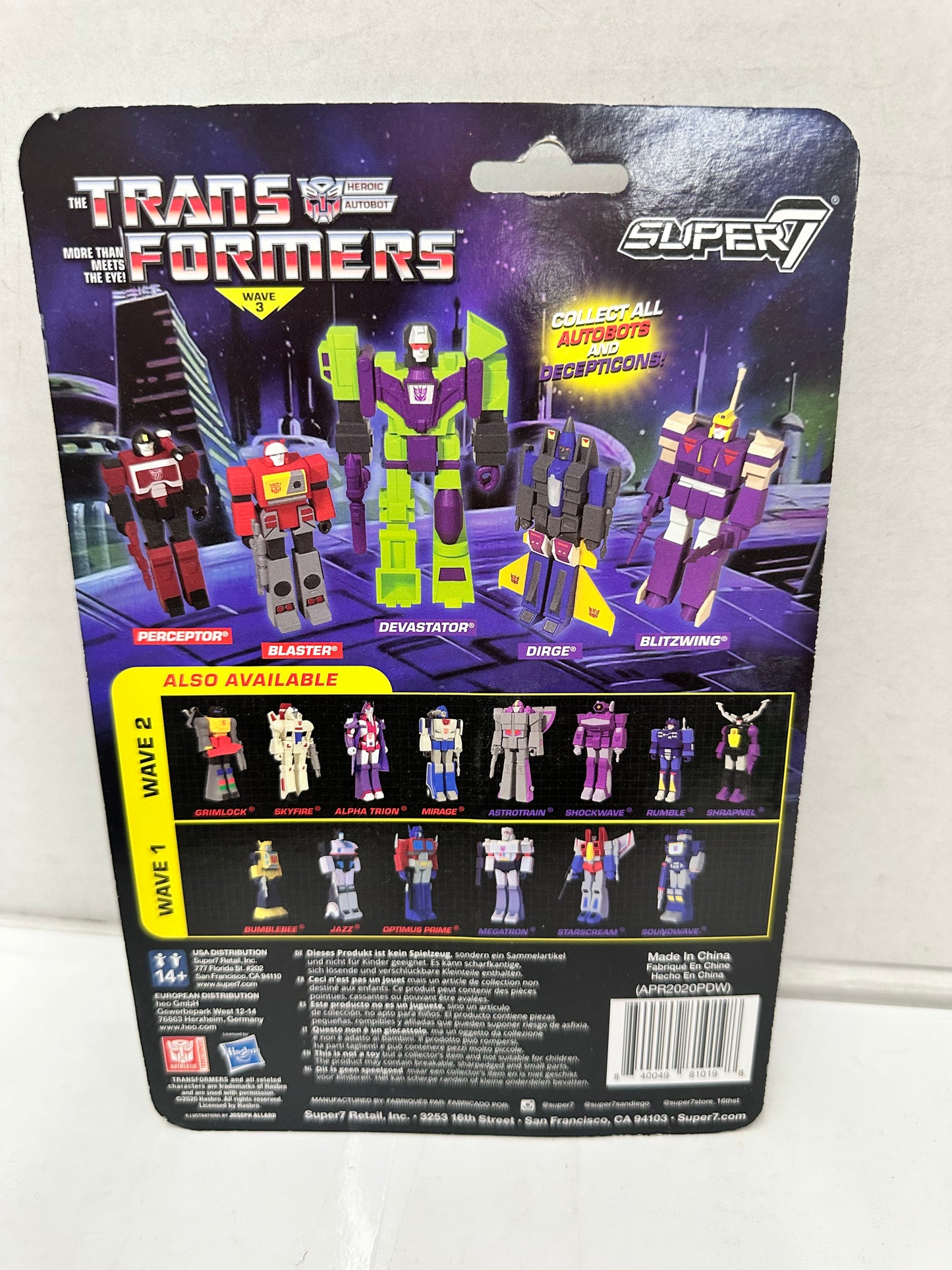 Transformers Super7 Reaction Fallen Leader Colorless Optimus Prime Action Figure