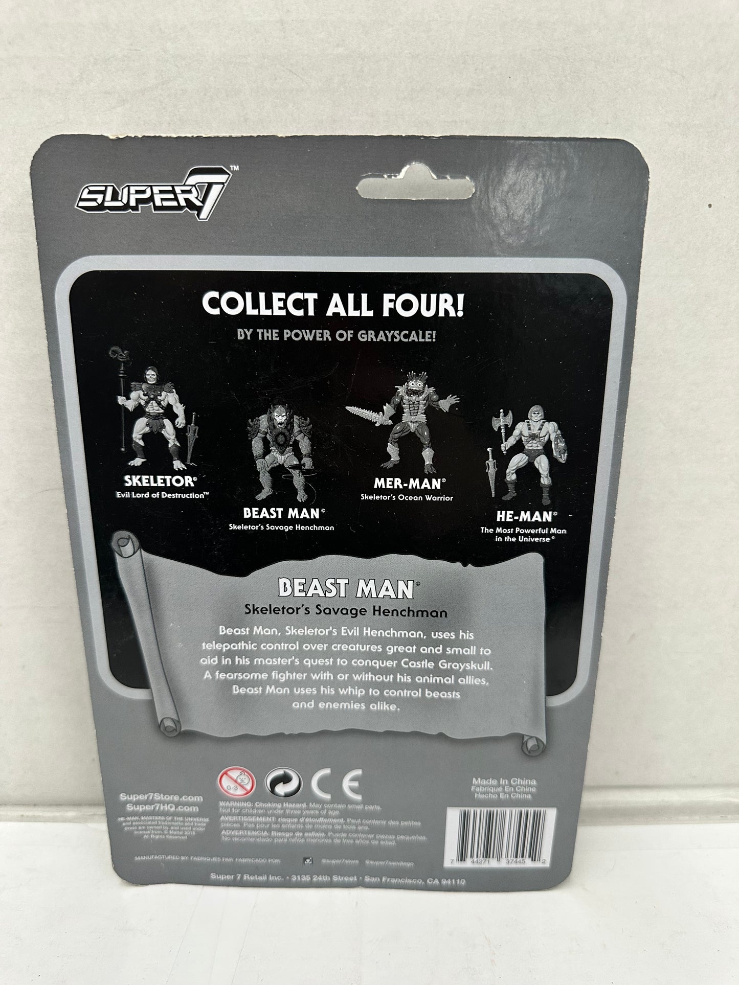 SUPER7 MOTU MASTERS OF THE UNIVERSE REACTION BEAST MAN Grayscale
