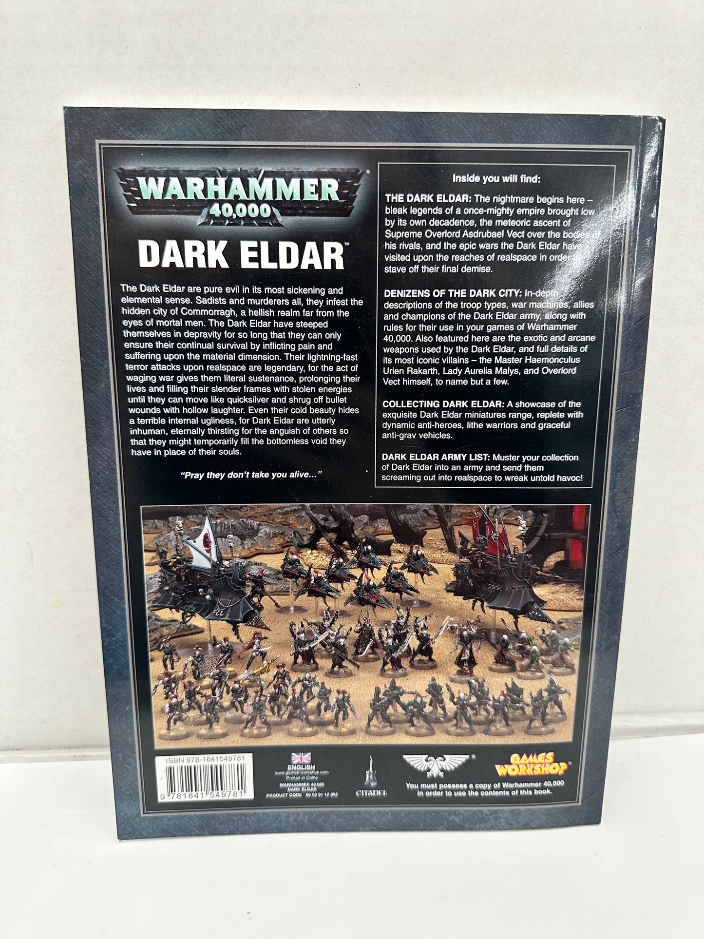Games Workshop Warhammer 40K Dark Eldar Codex 2010 Paperback Rules Book