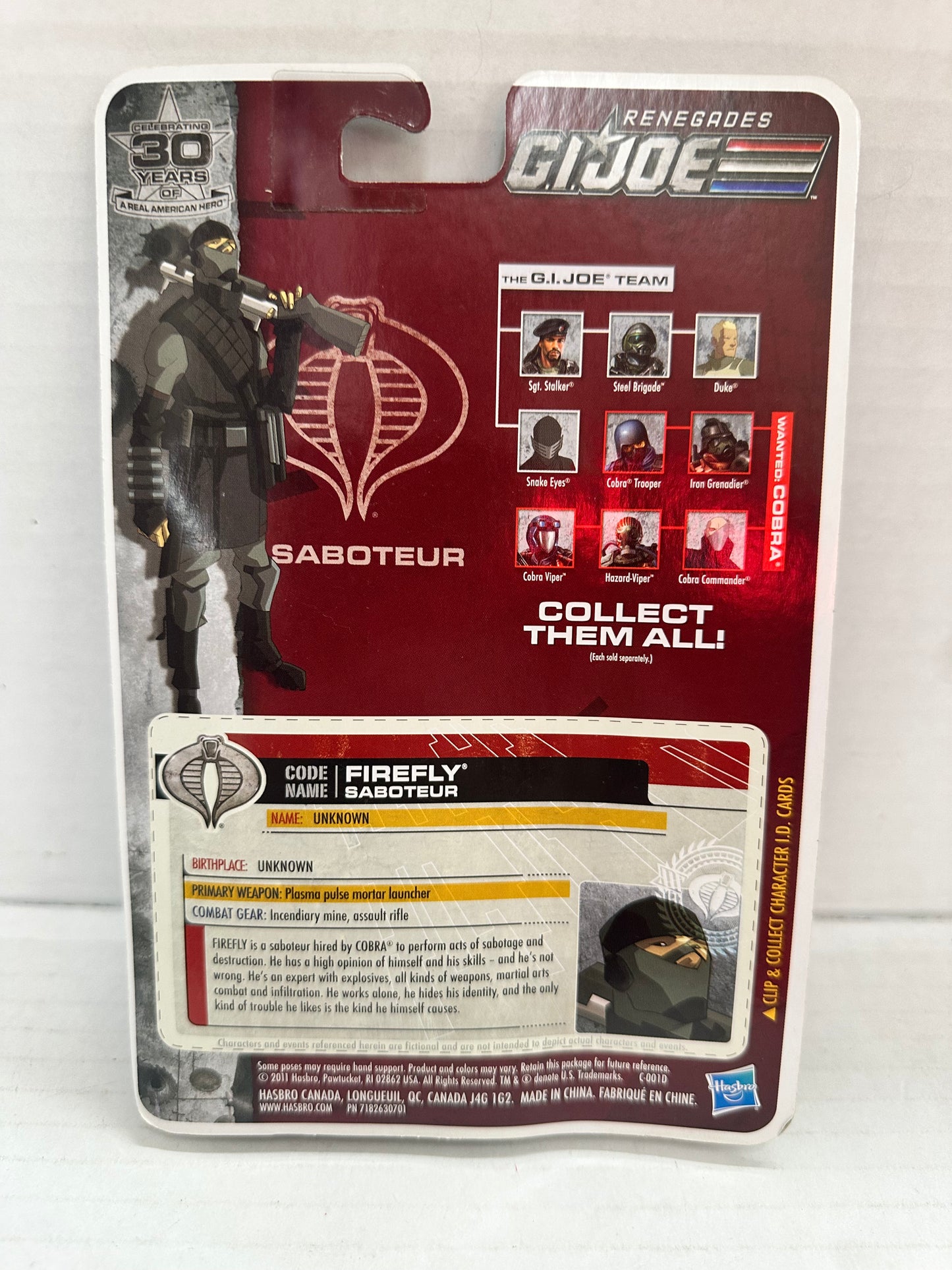 GI Joe  Renegades Firefly Action Figure Hasbro 2011