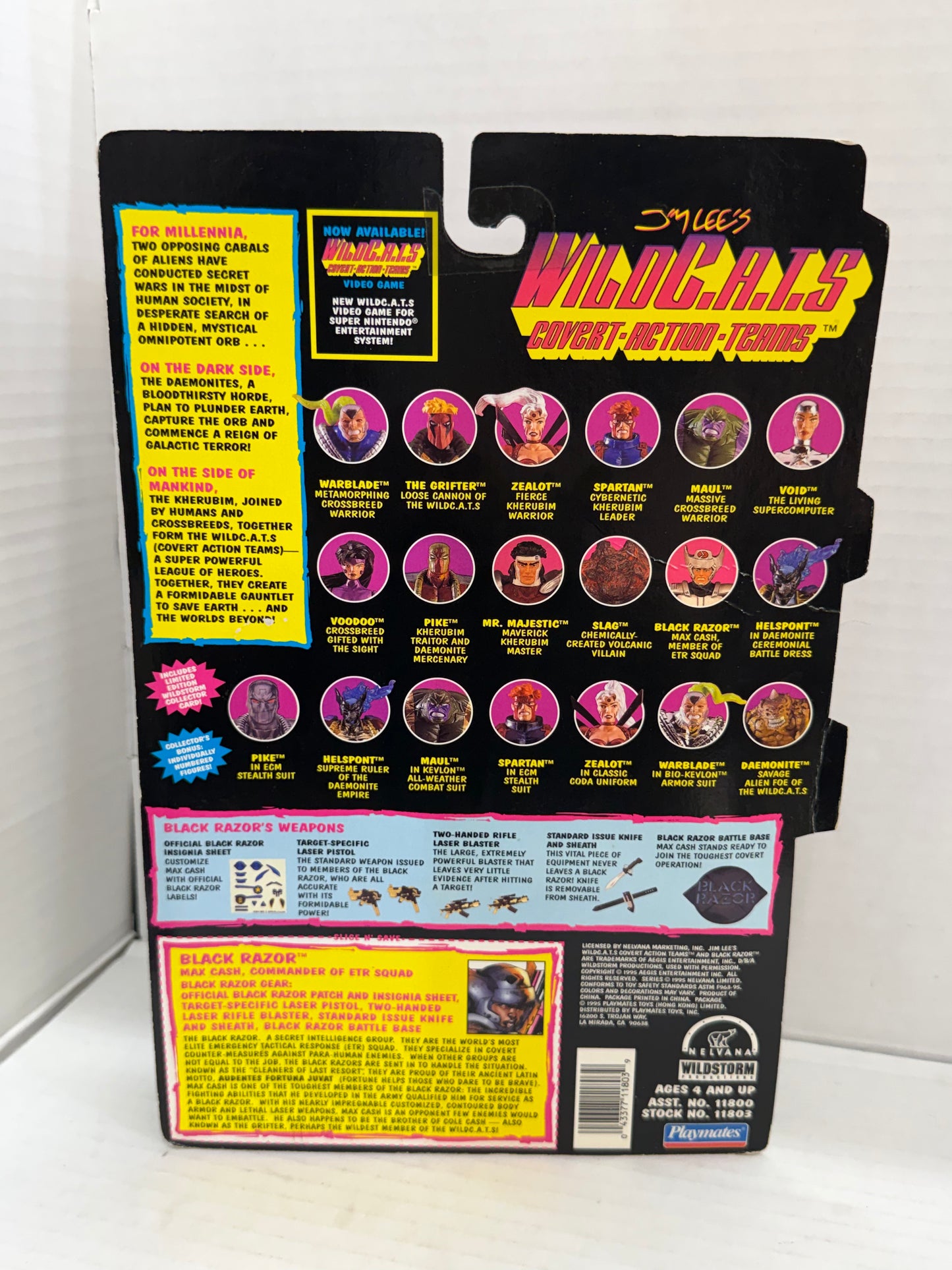 1995 Playmates WILDC.A.T.S BLACK RAZOR 6 Inch Action Figure NIP
