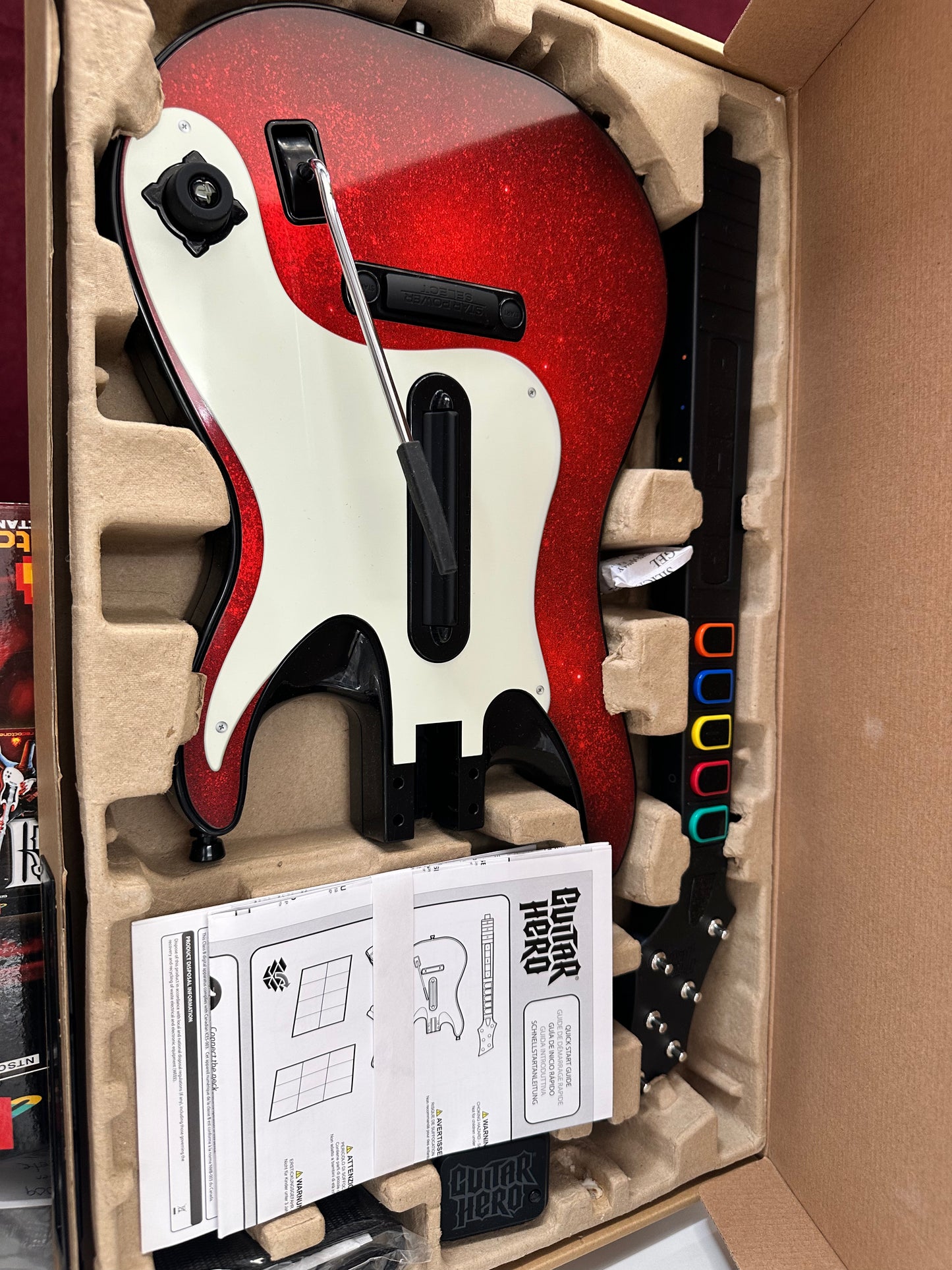 Guitar Hero 5 Band Hero PS3 Red Wireless Guitar Controller Dongle Strap Game