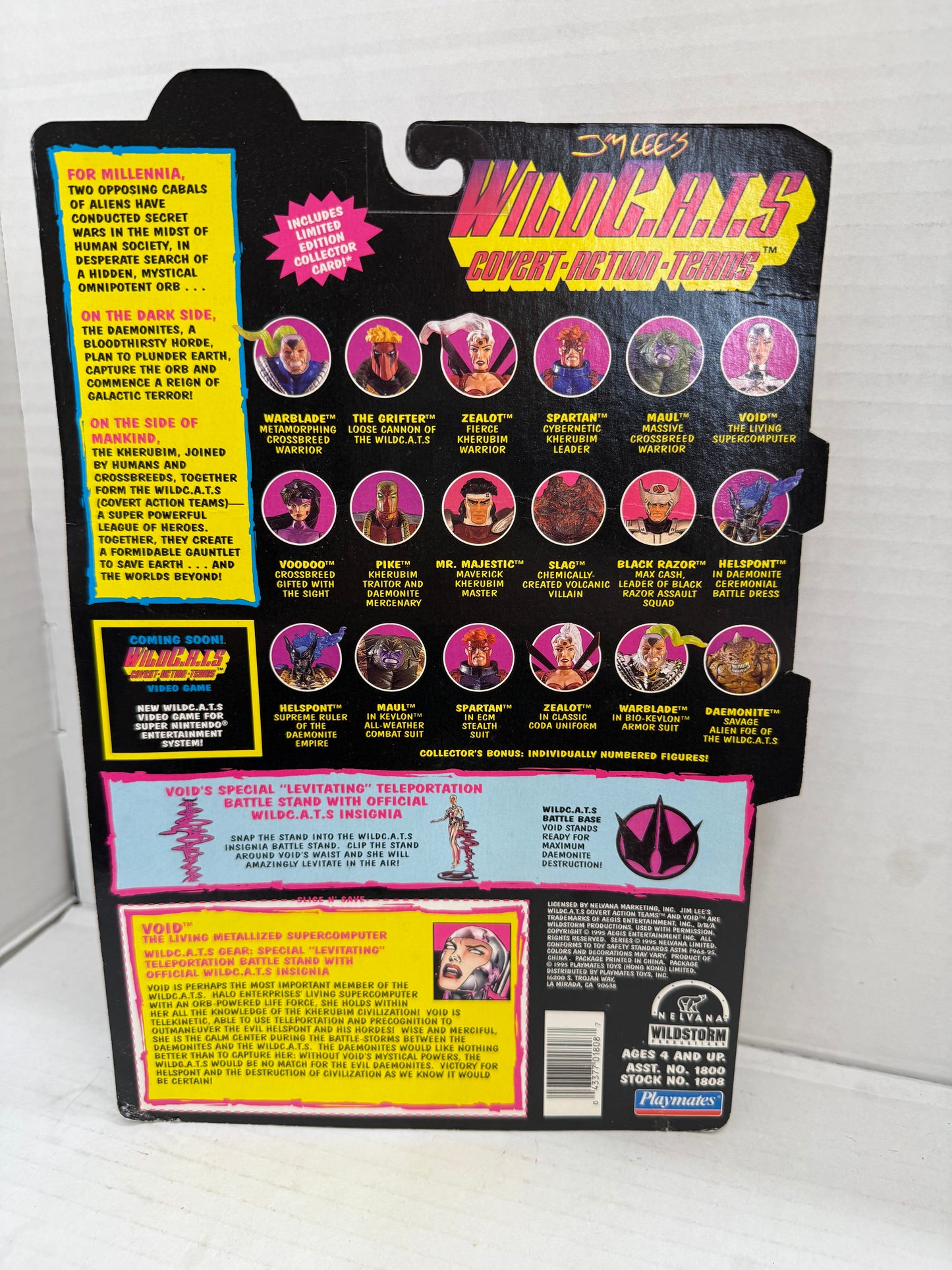 1995 Playmates Jim Lee's Wild C.A.T.S Void Action Figure With Collector Card-NEW