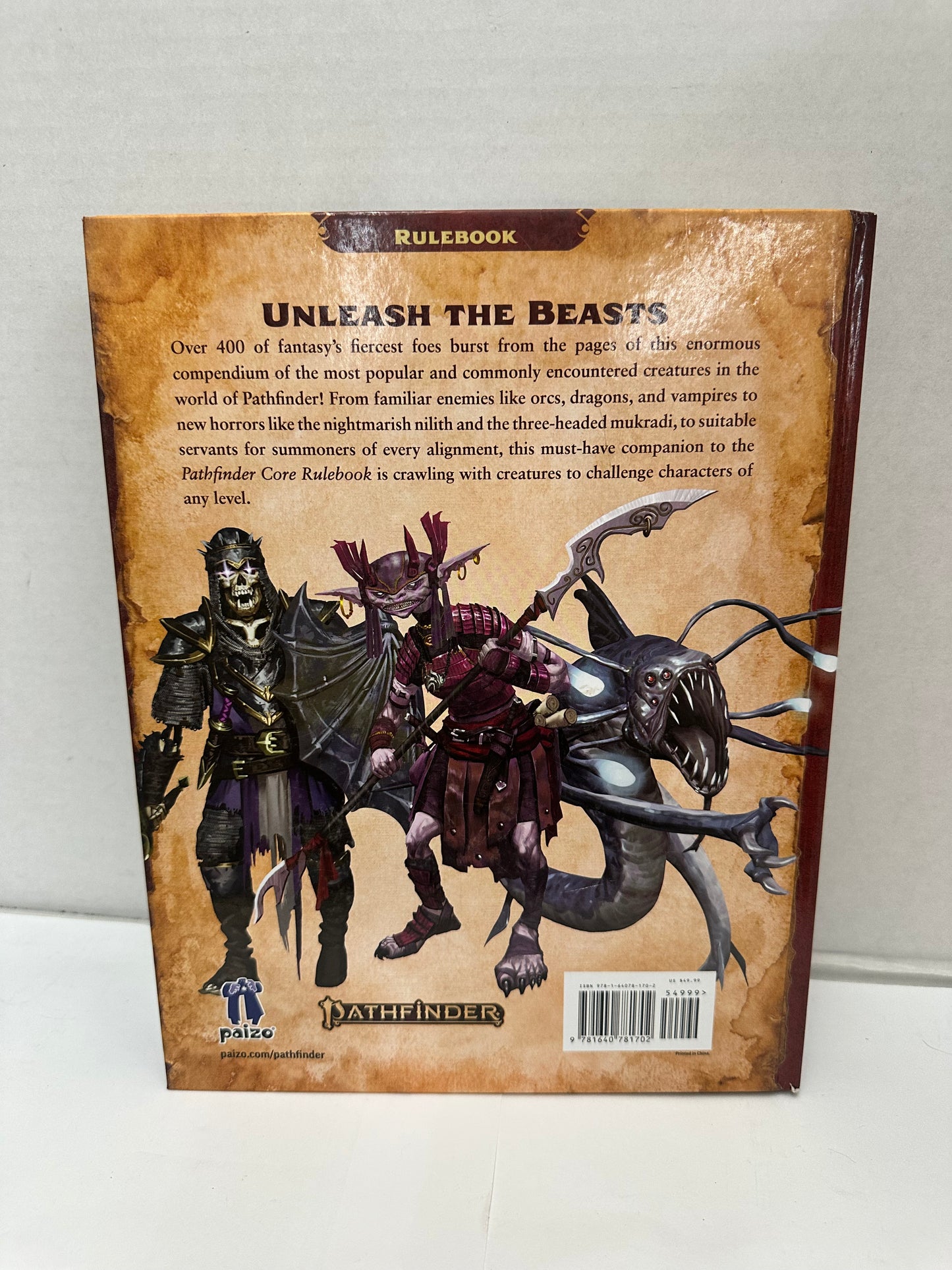 Pathfinder Bestiary - Second Edition - Hardcover By Paizo Publishing
