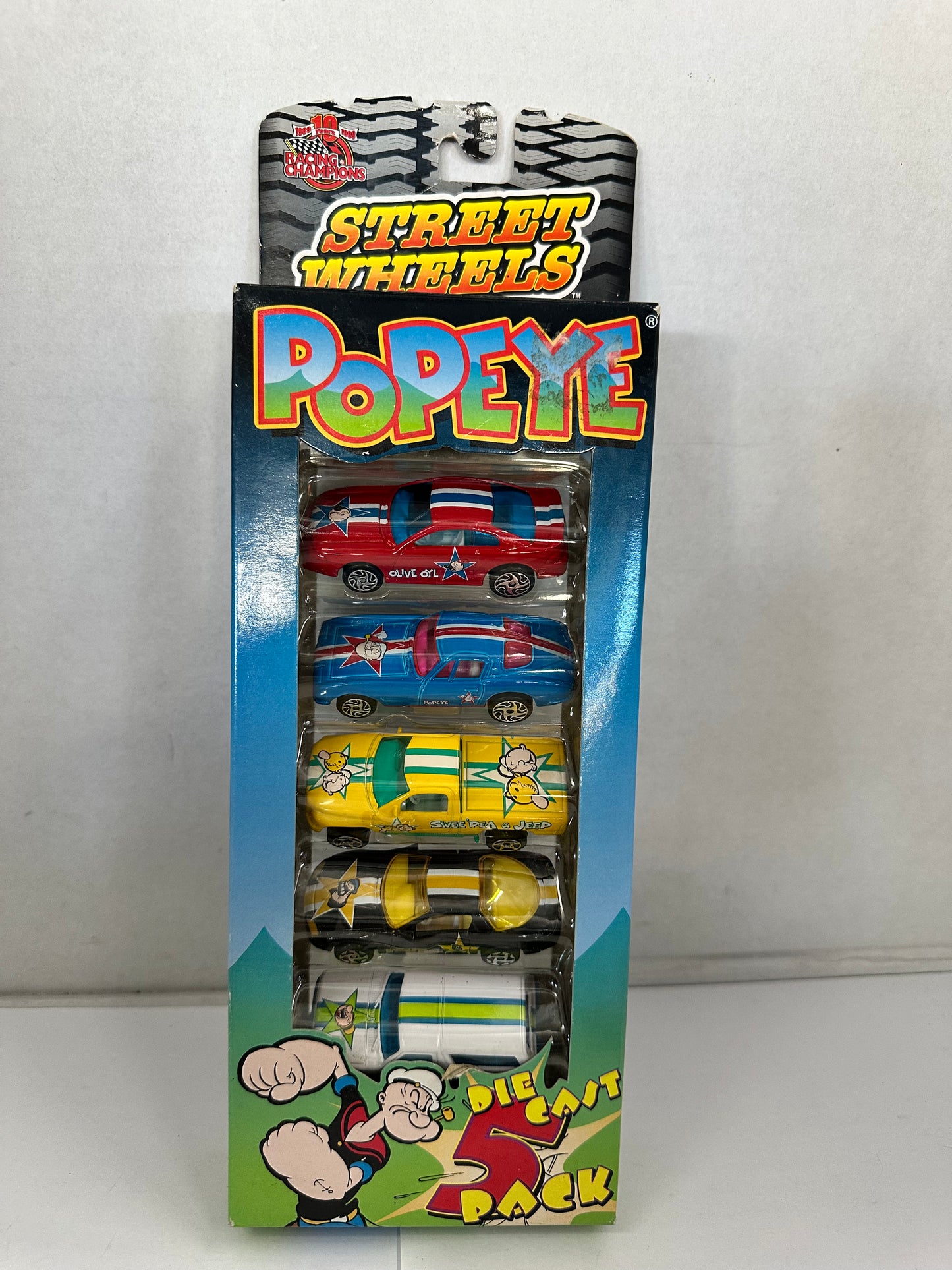 RACING CHAMPIONS STREET WHEELS Diecast 5 Pack Box (1999) -- Popeye