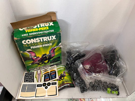 1986 Fisher-Price CONSTRUX Set #6202 DarkStar Fighter Complete Box Damage