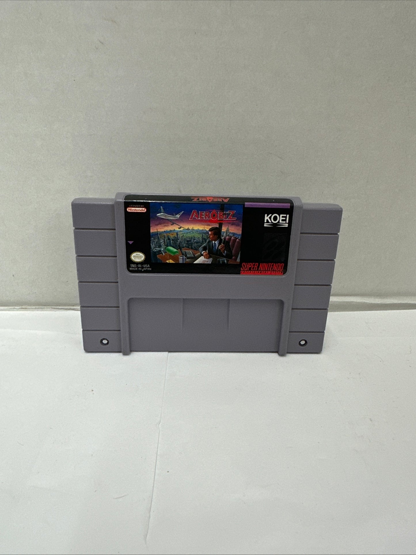 Aerobiz Super Nintendo SNES Cartridge and Poster Tested Working