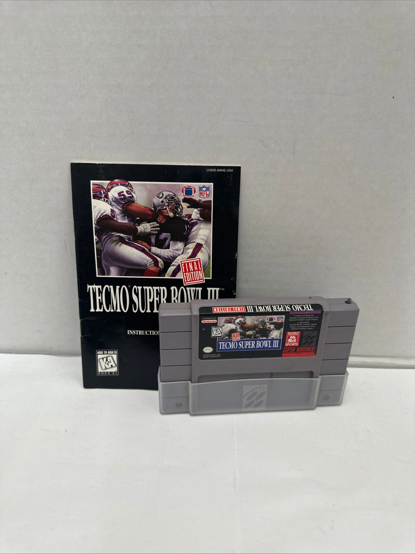 Tecmo Super Bowl III 3 (Super Nintendo SNES, 1995) Cartridge And Manual