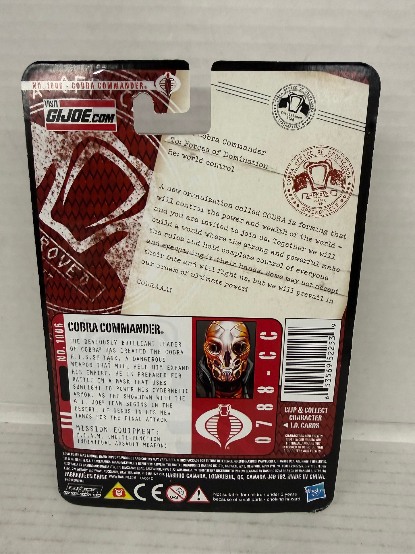 G.I. Joe Pursuit of Cobra Leader COBRA COMMANDER 1066 Hasbro New Factory Sealed