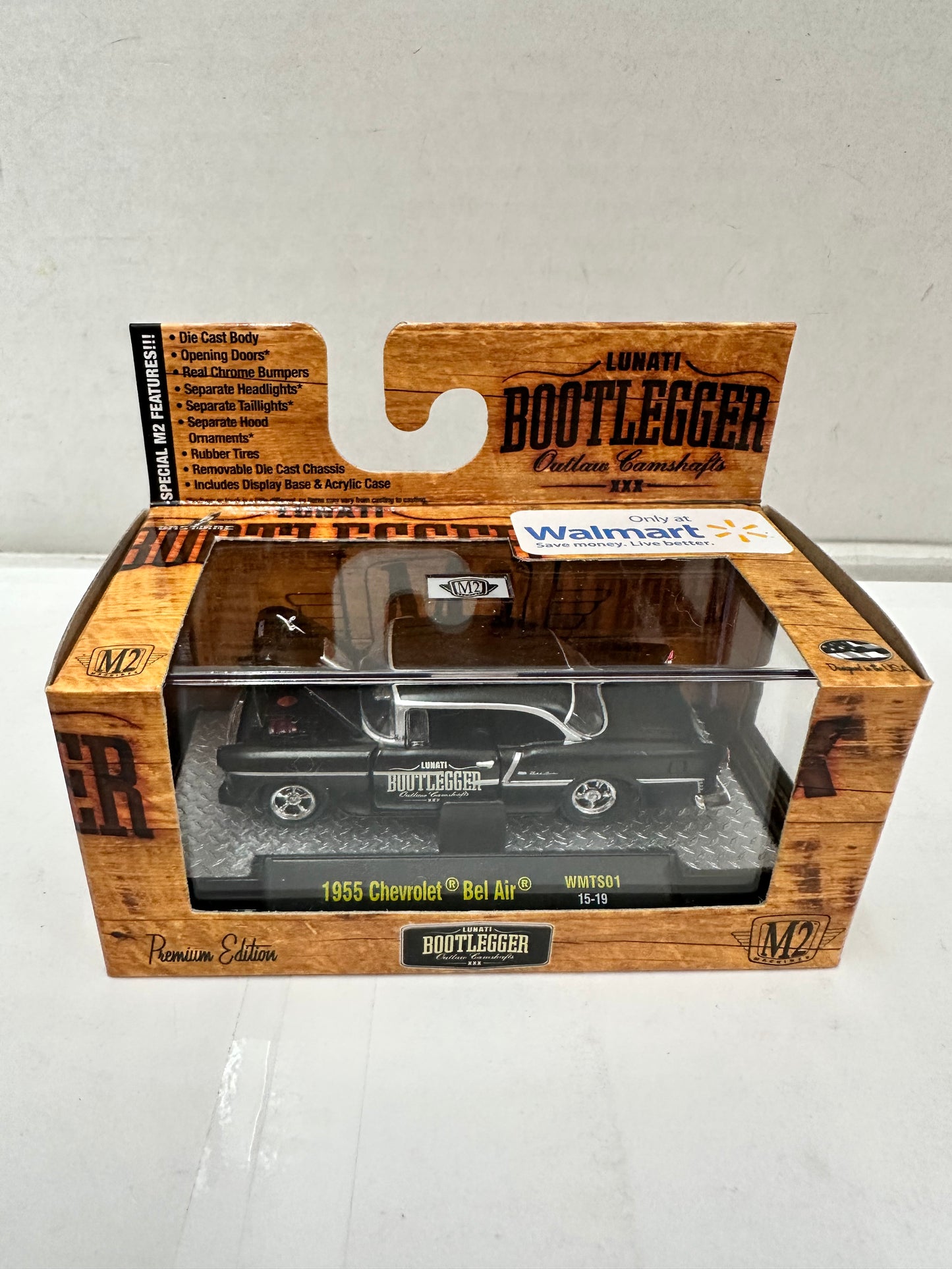 M2 Machines 1:64 1955 Chevrolet Bel Air Bootlegger Lunati Black WMTS01