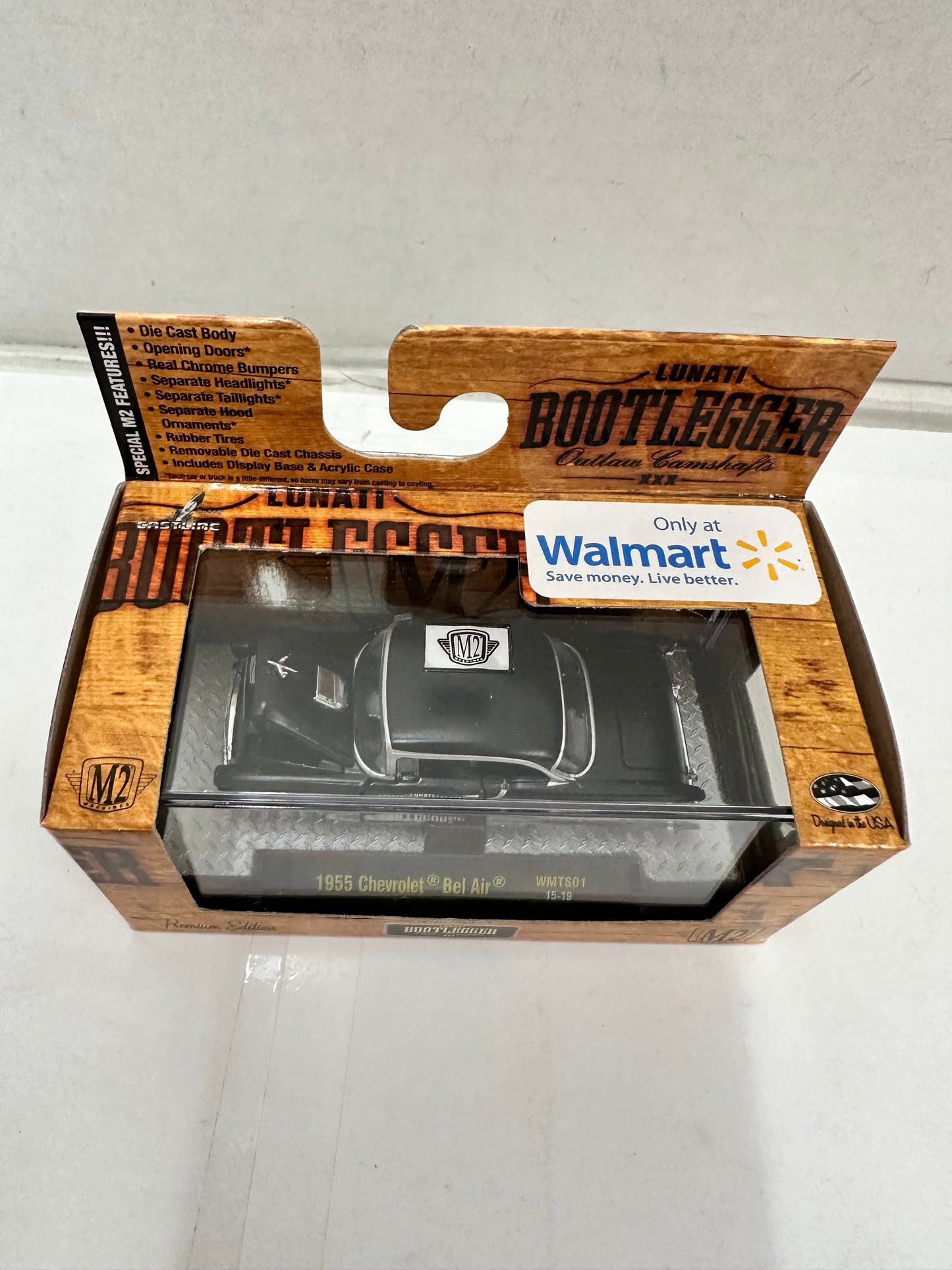 M2 Machines 1:64 1955 Chevrolet Bel Air Bootlegger Lunati Black WMTS01