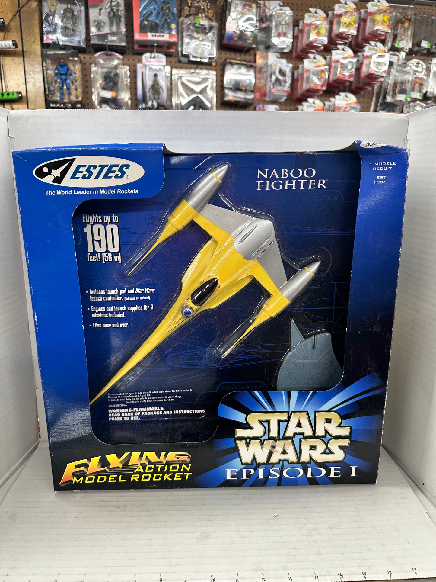 Vintage 1998 Estes Star Wars Episode 1 Naboo Fighter Flying Action Model Rocket