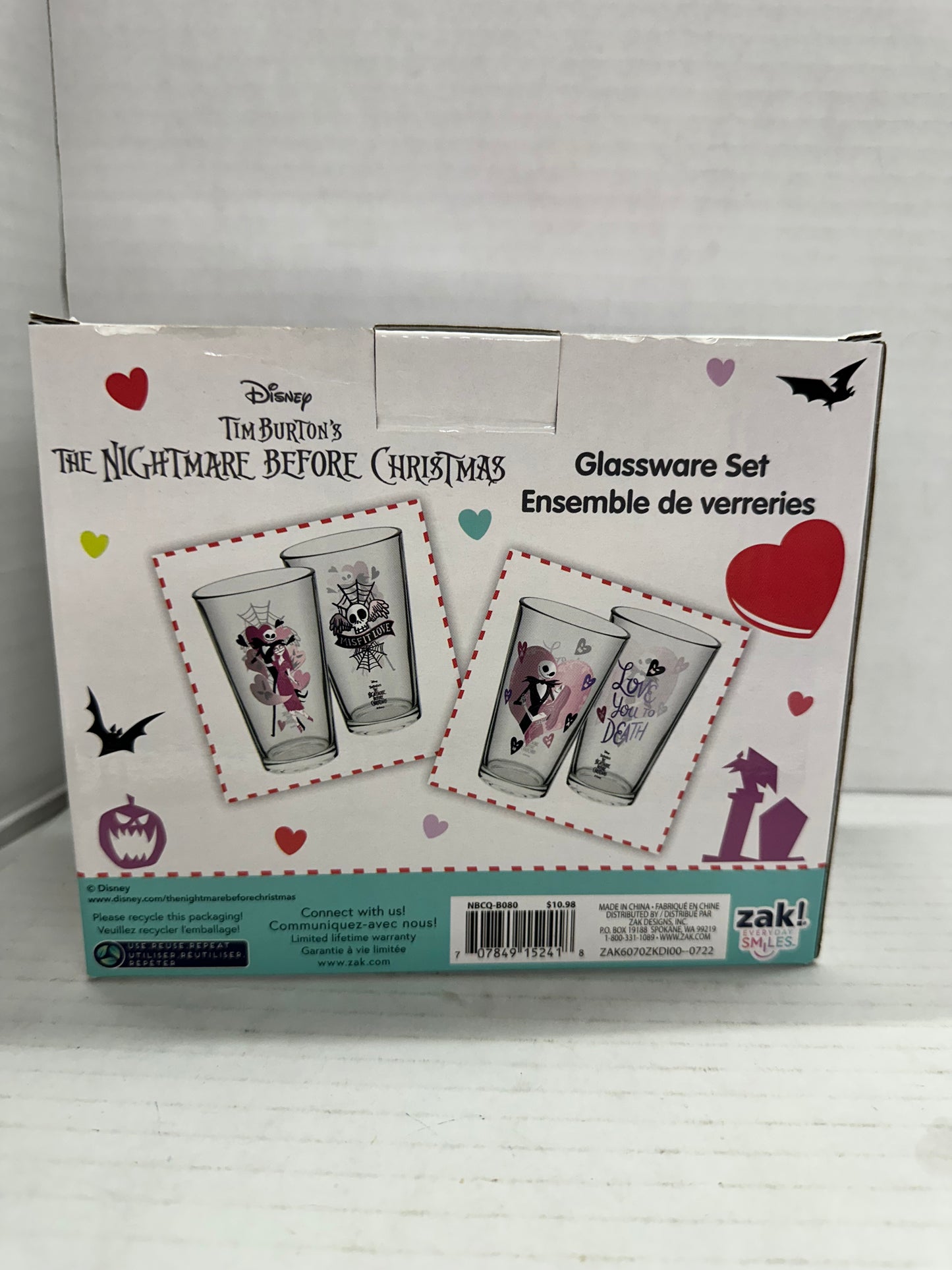 Zak Designs Nightmare before Christmas 2Pk Glass