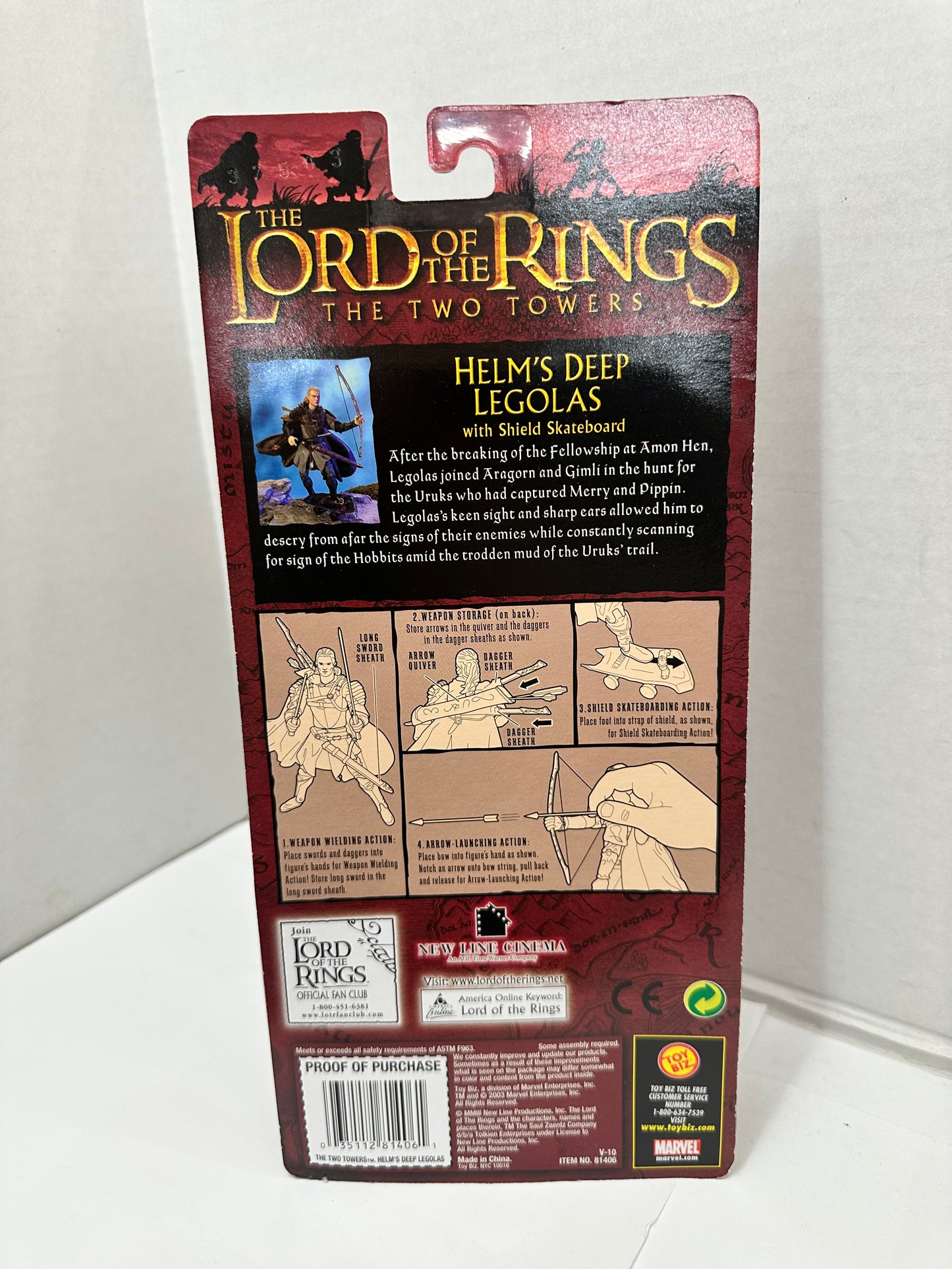 2003 ToyBiz Lord of the Rings Helm's Deep Legolas The Two Towers 6" Figure