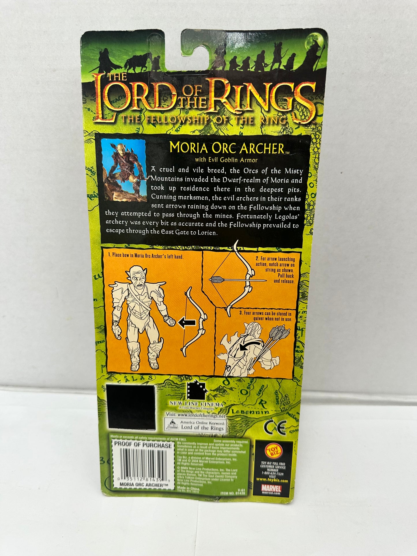 ToyBiz The Lord of the Rings Fellowship Moria Orc Archer 6" Figure New 2004