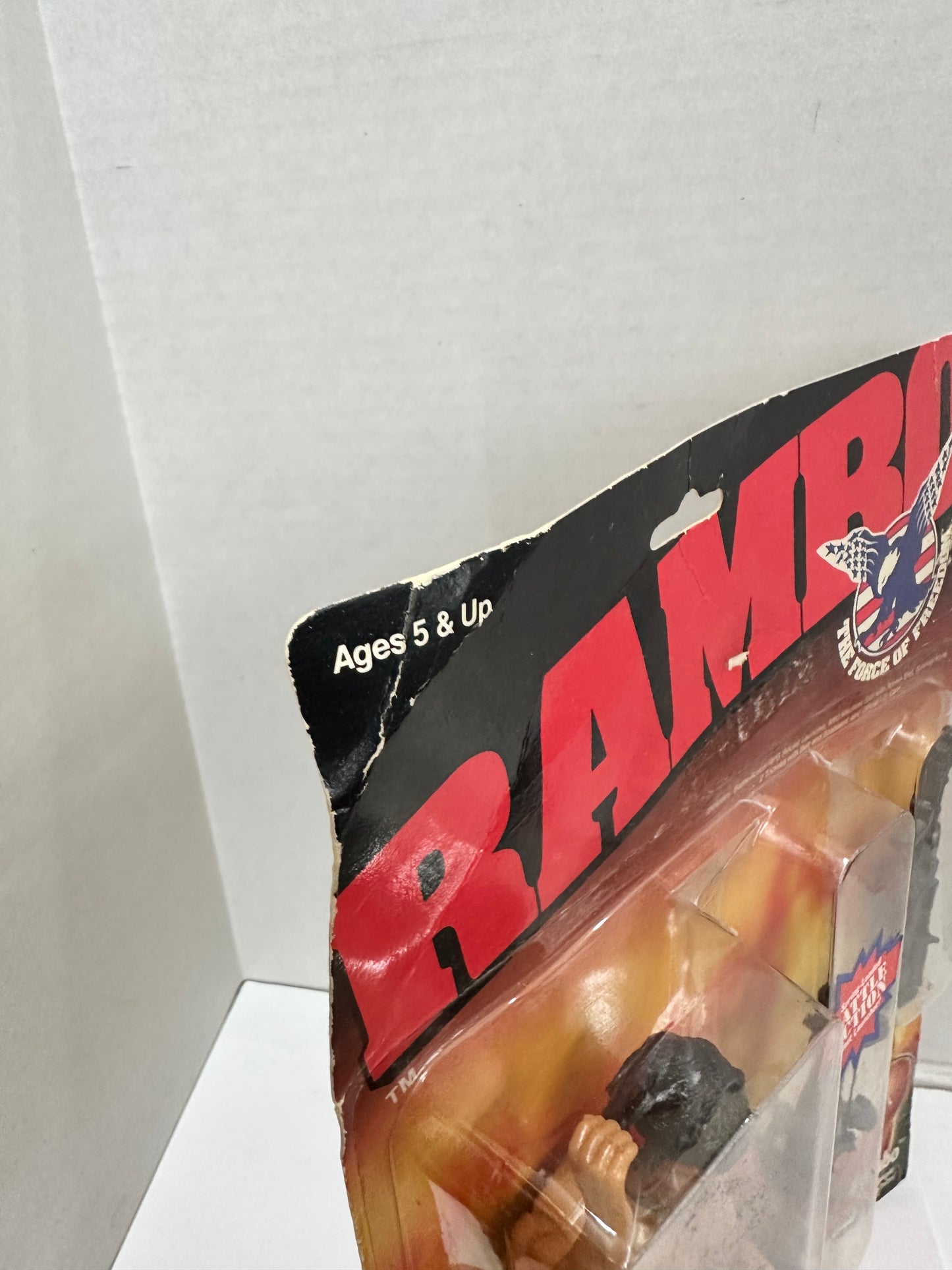 1985 Coleco Rambo The Force of Freedom Rambo Figure New Sealed Card Damage