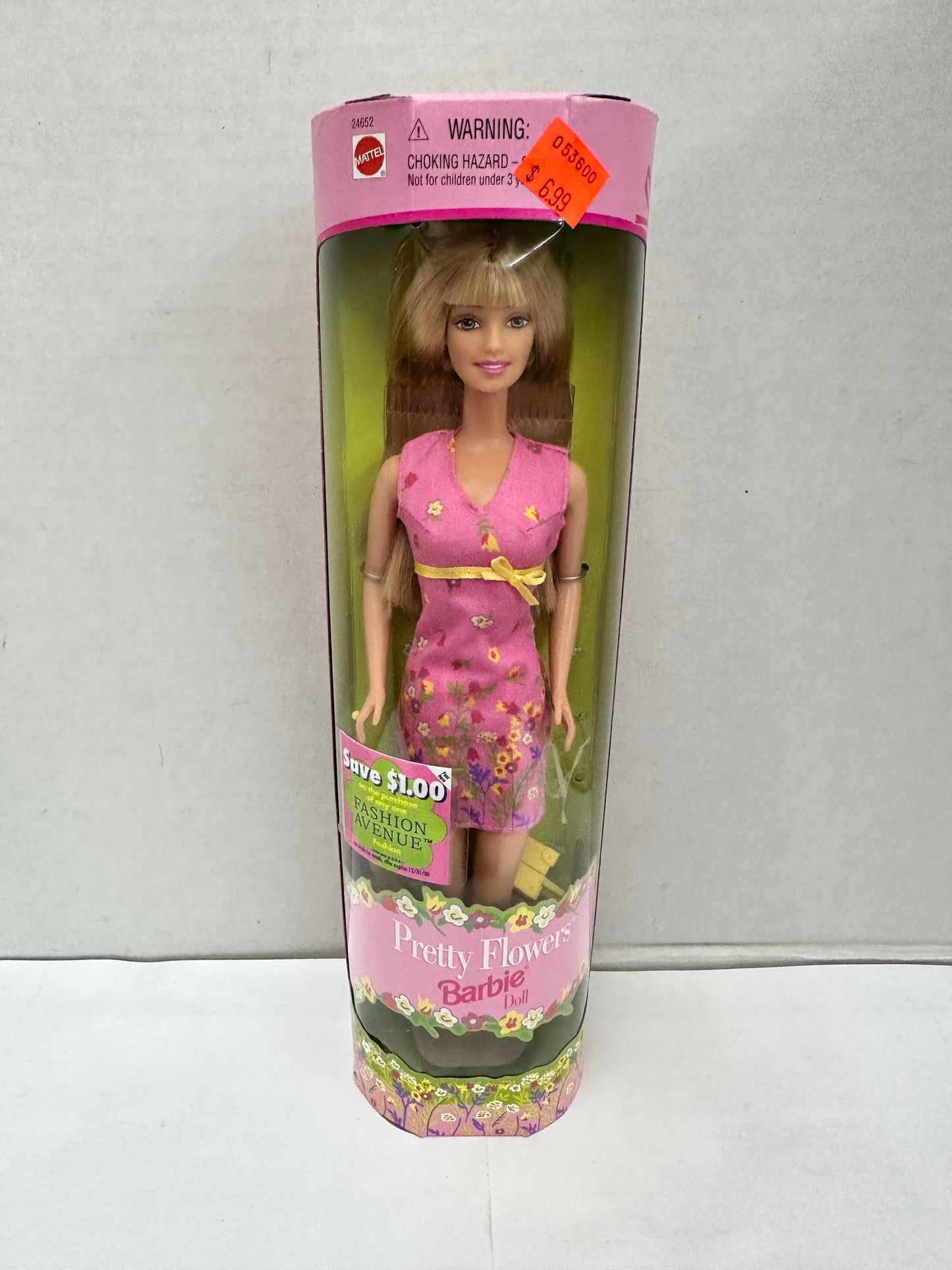 New 1999 Pretty Flowers Barbie 24652 Y2K Fashion Avenue Coupon Pink Flower Dress