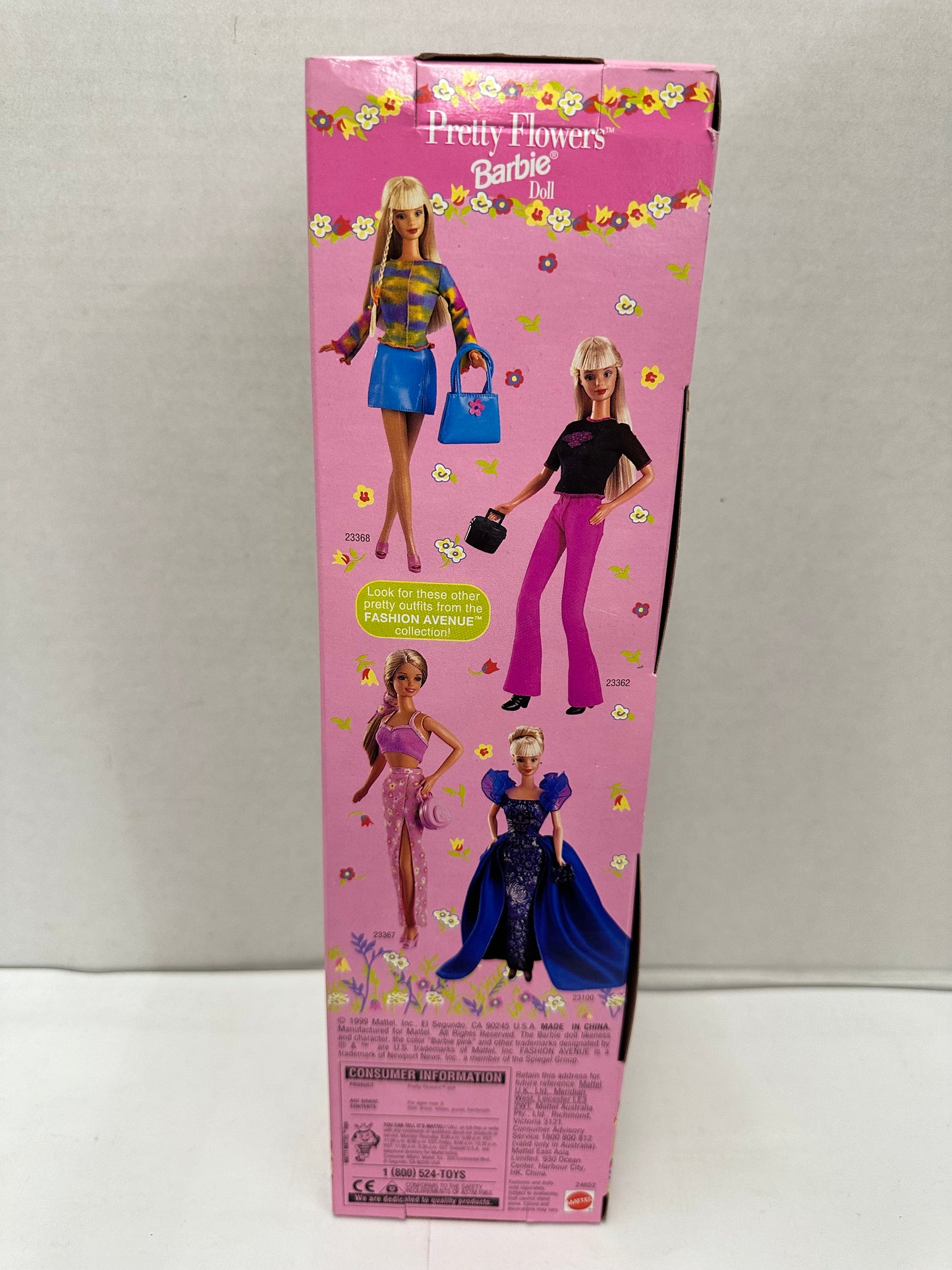 New 1999 Pretty Flowers Barbie 24652 Y2K Fashion Avenue Coupon Pink Flower Dress