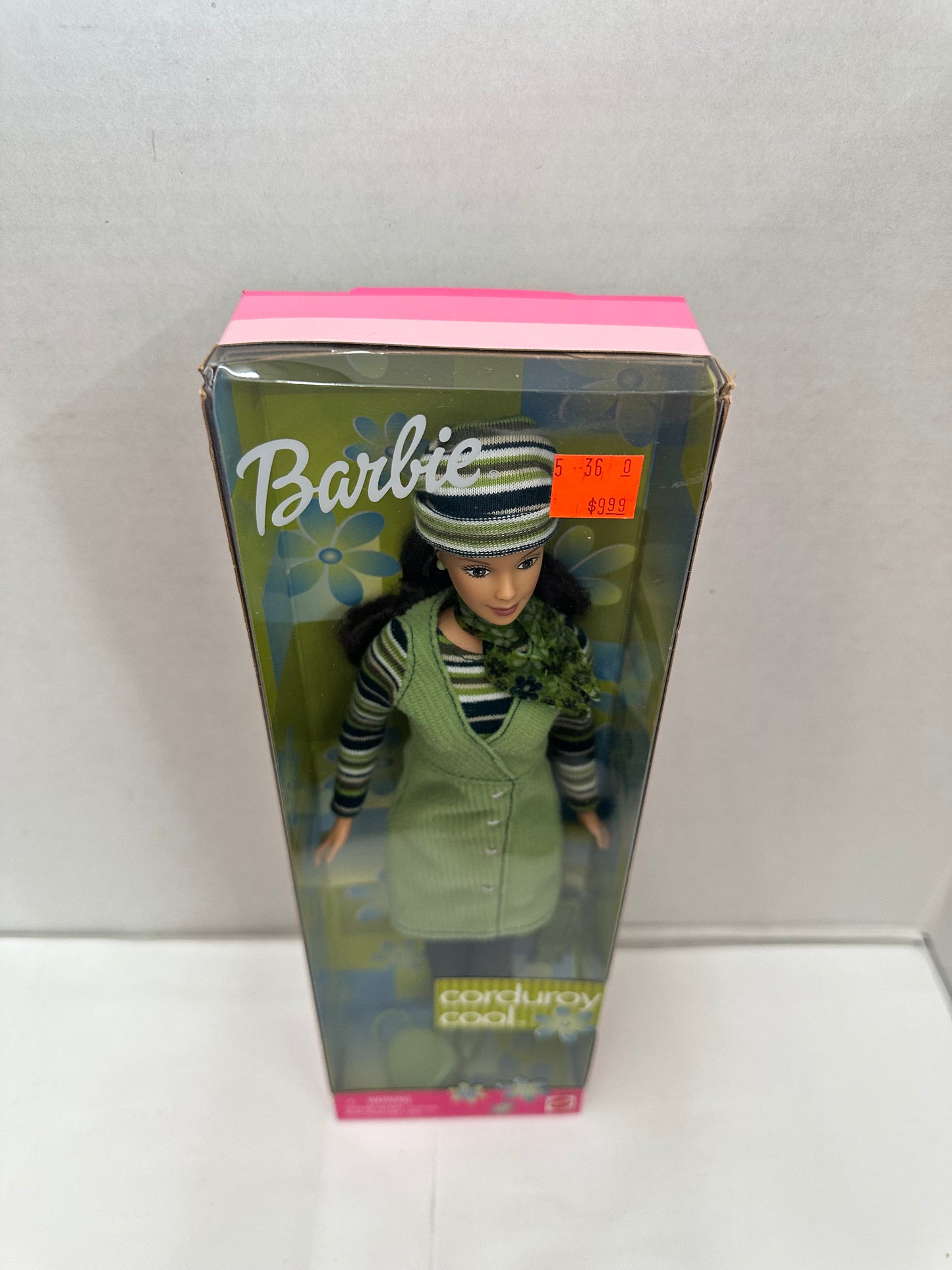 1999 Corduroy Cool Brunette Barbie with Green Fashions Mattel