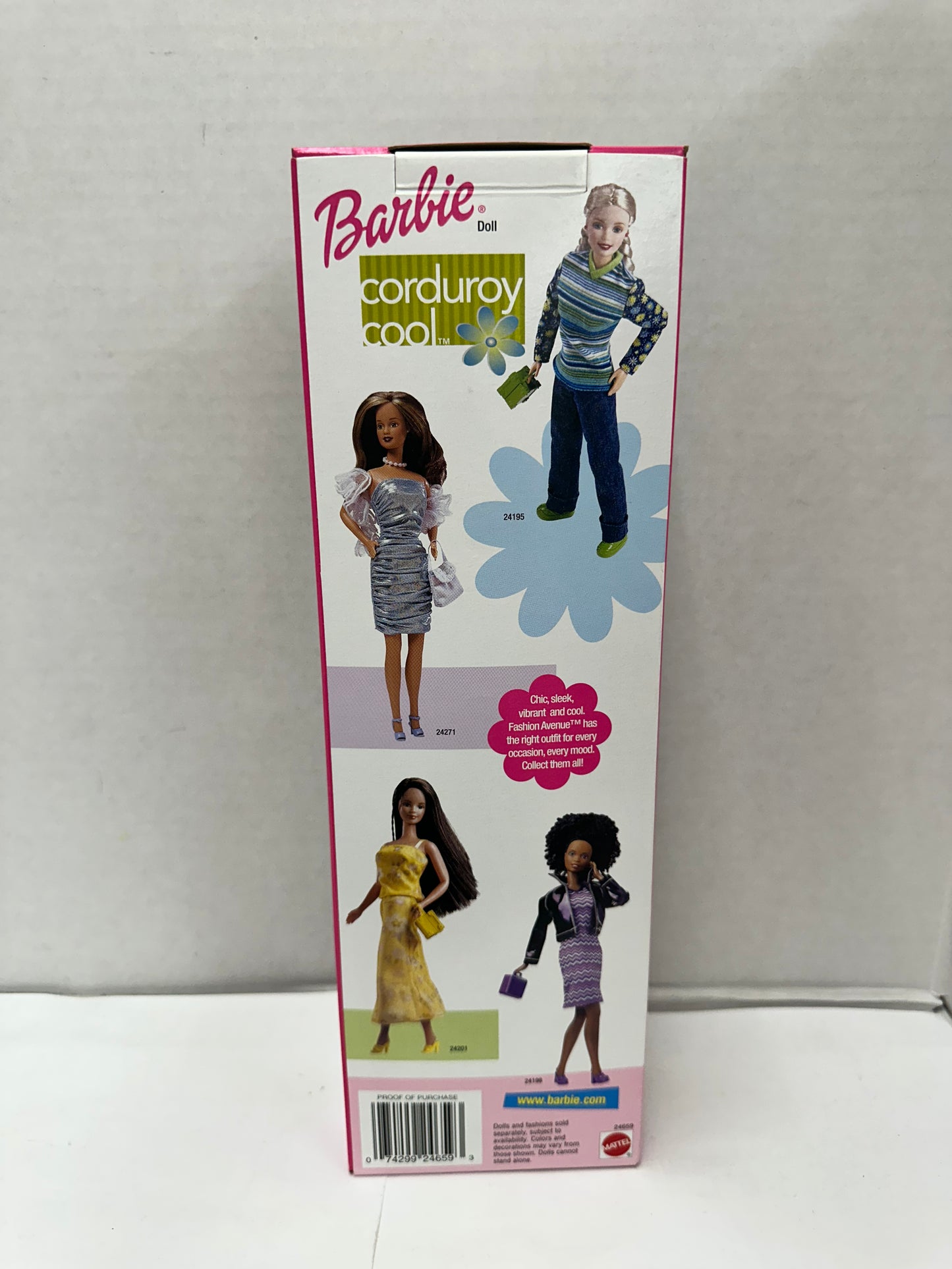 1999 Corduroy Cool Brunette Barbie with Green Fashions Mattel