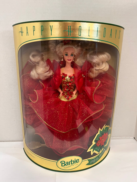 Vintage 1993 Mattel Barbie Doll Happy Holidays Special Edition Red Dress