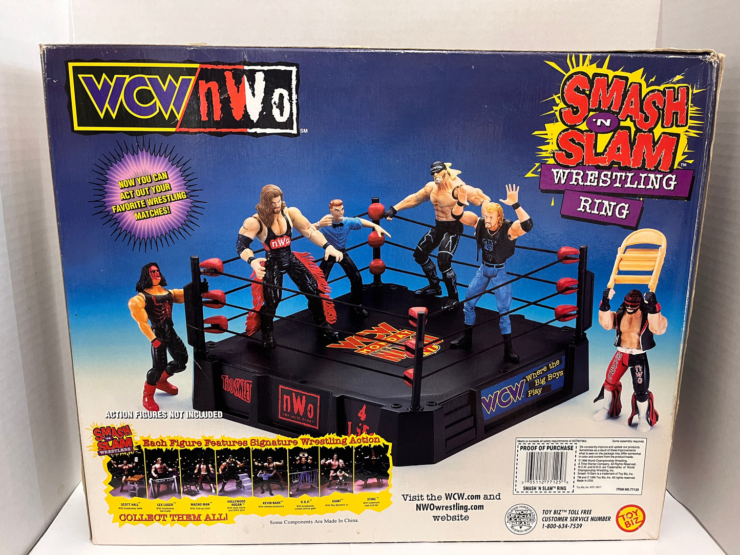 RARE 1999 WCW NWO Smash n Slam Wrestling Ring Toy Biz