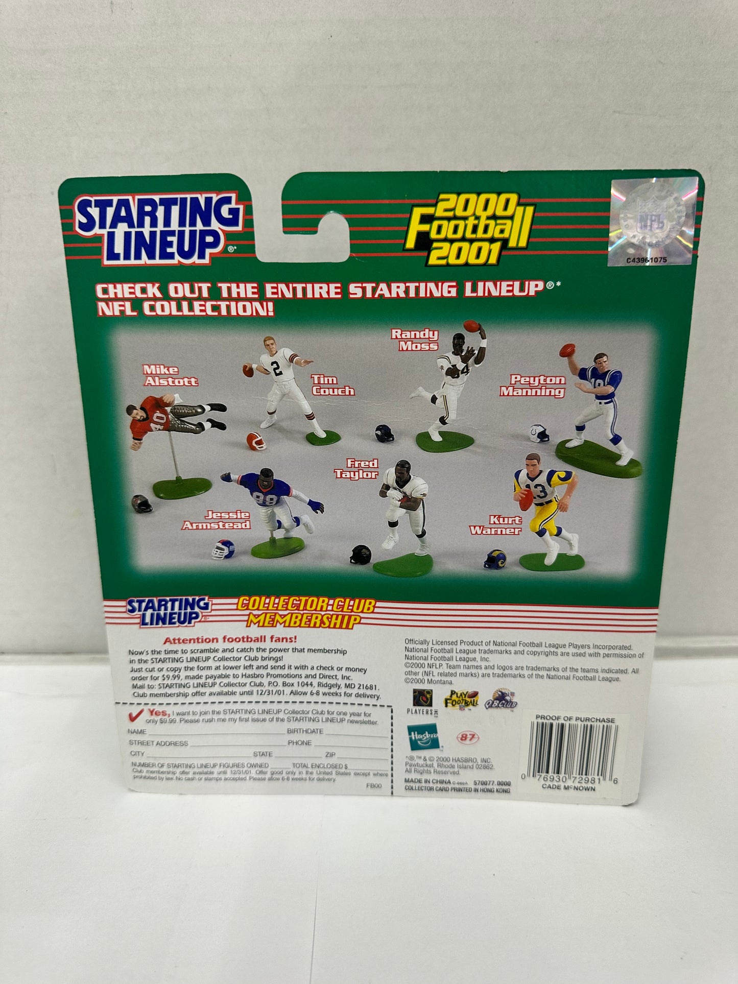 2000 NFL Starting Lineup Action Figure Cade McNown Chicago Bears