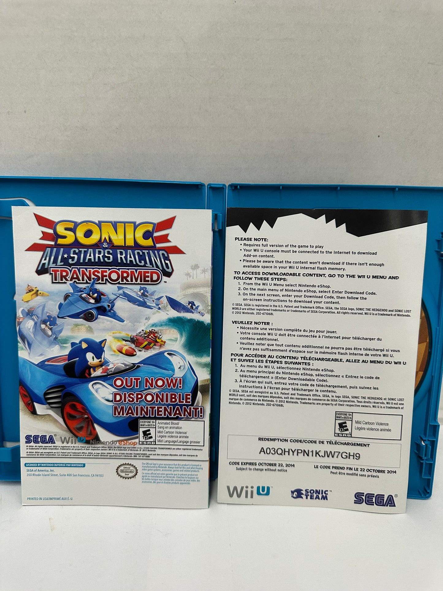 Sonic Lost World Deadly Six Bonus Edition (Nintendo Wii U, 2013) Working