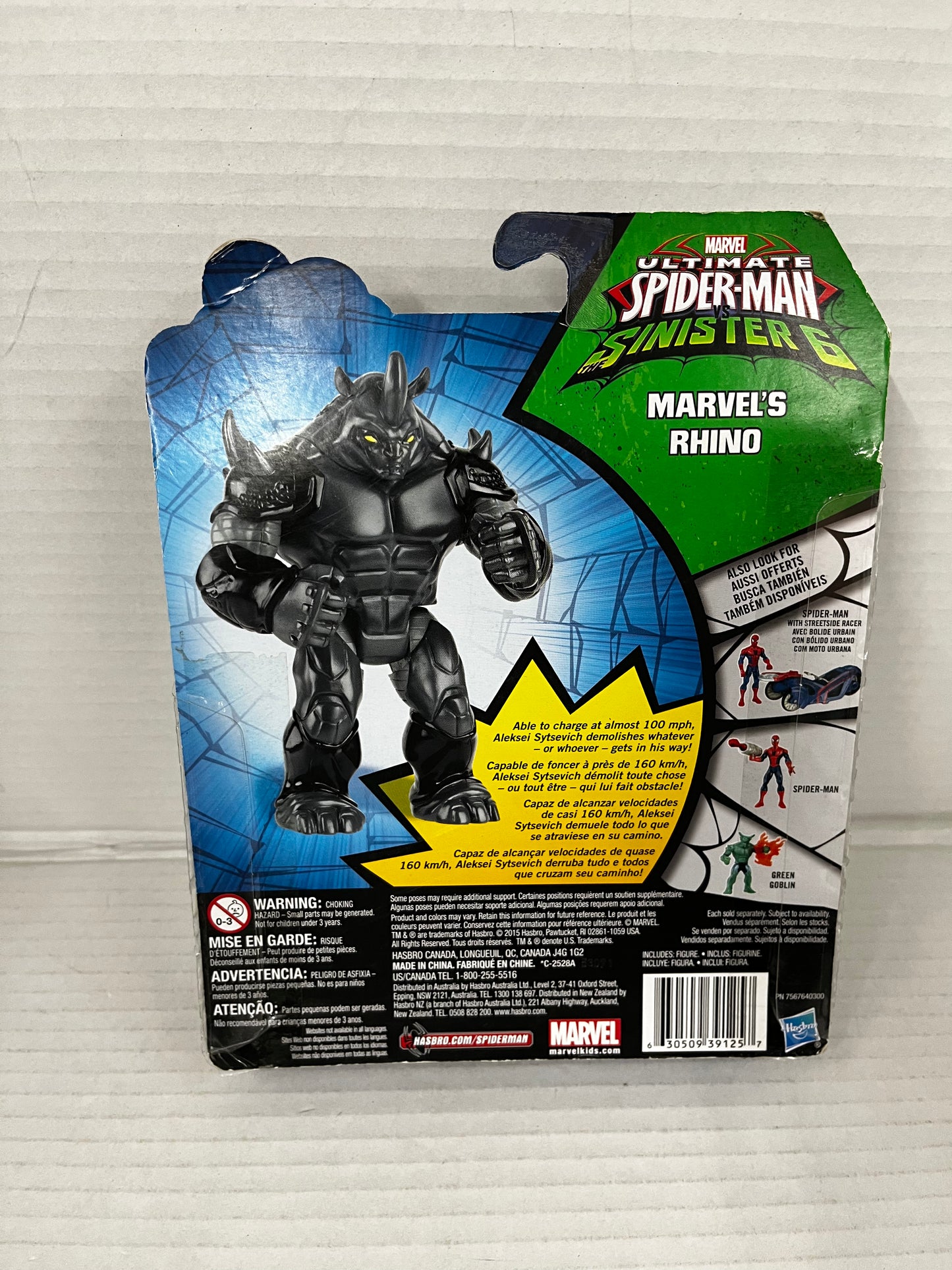 MOC 2015 MARVEL ULTIMATE SPIDER-MAN SINISTER 6 MARVEL'S RHINO 5" FIGURE HASBRO