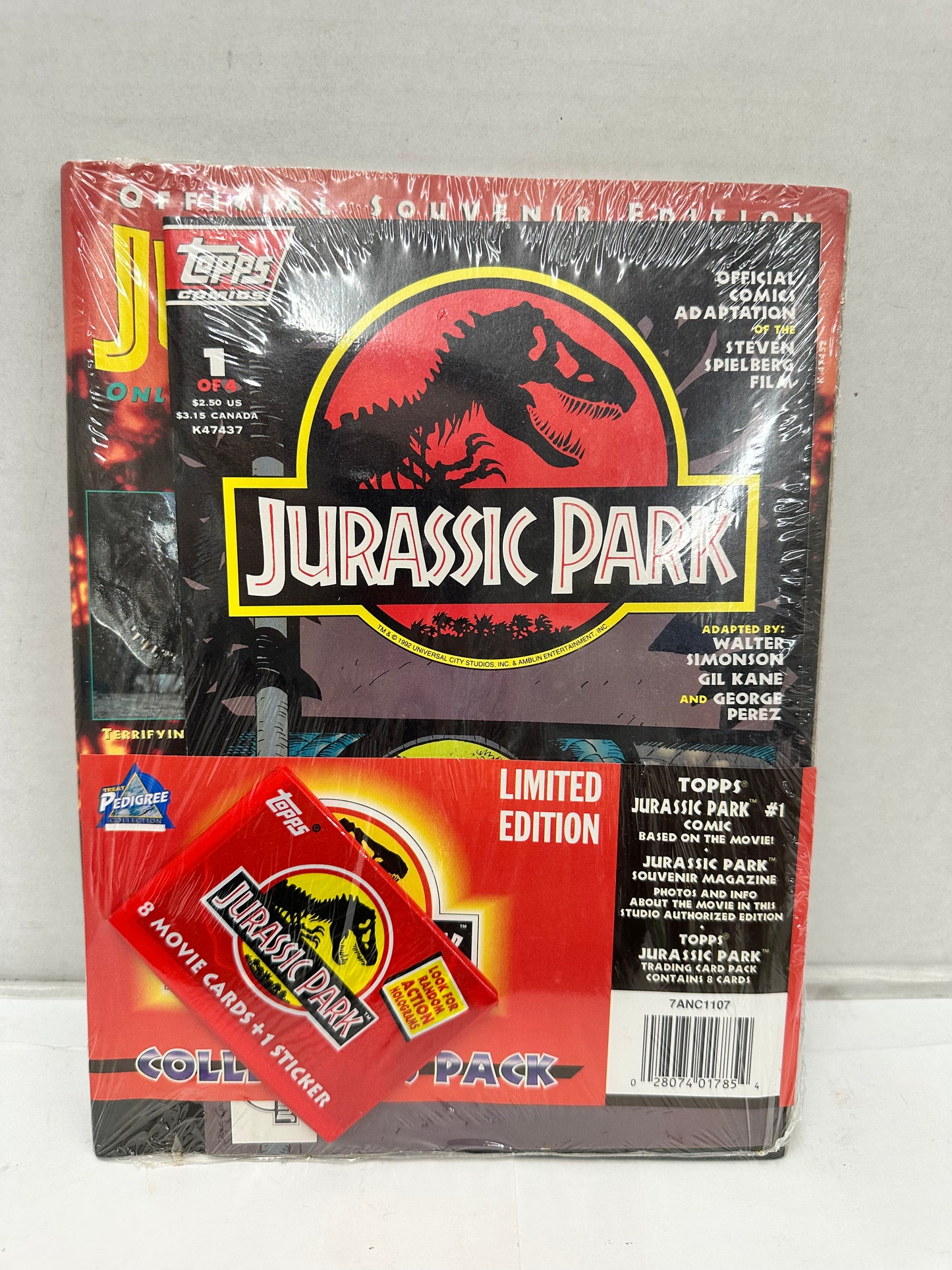 Jurassic Park #1 Comic Souvenir Magazine 1992 Topps Collectors Pack Sealed
