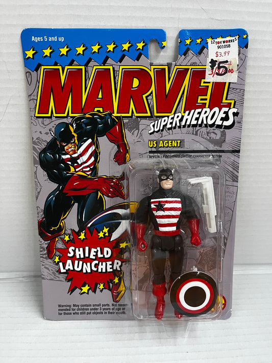 Marvel Super Heroes US AGENT Action Figure w/ Shield Launcher 1994 Toy Biz NEW