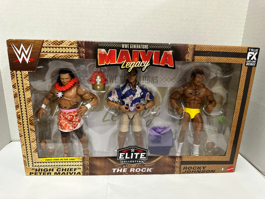 WWE Mattel Elite Rock, Rocky Johnson, Peter Maivia WWE Generations Legacy 3-Pack