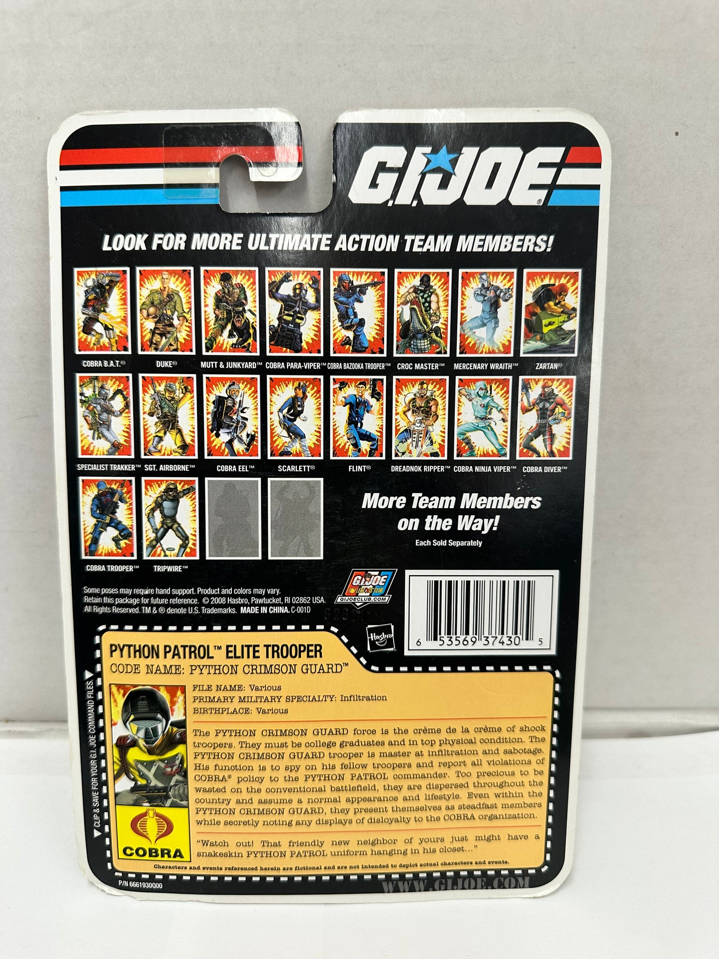 2008  GIJoe 3.75” Python Patrol Elite Trooper-complete on card