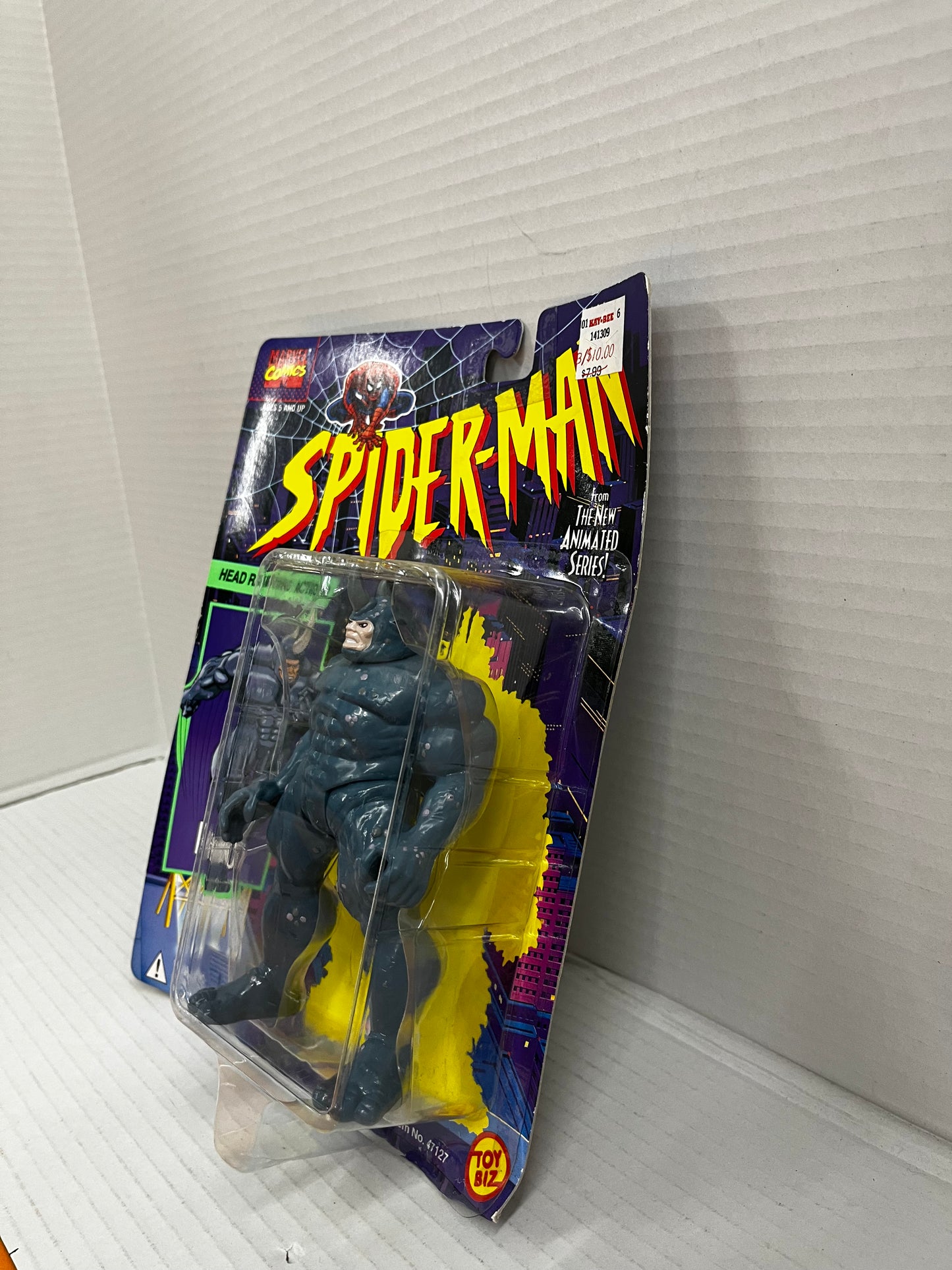 Rhino 1994 Spider-Man Animated Series Head Ramming Toy Biz MOC Sealed Figure