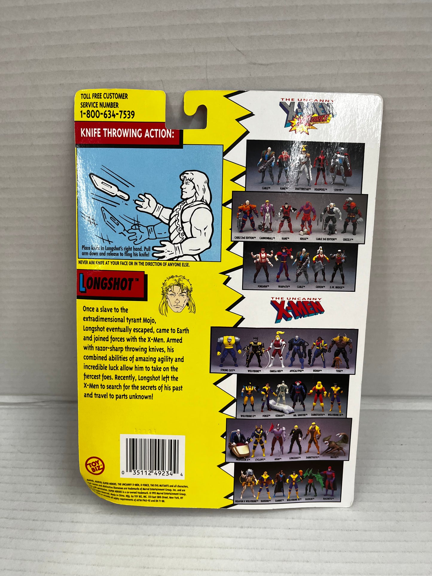 1993 Marvel The Uncanny X-Men Longshot Knife Throwing Action Toy Biz 4923 NEW
