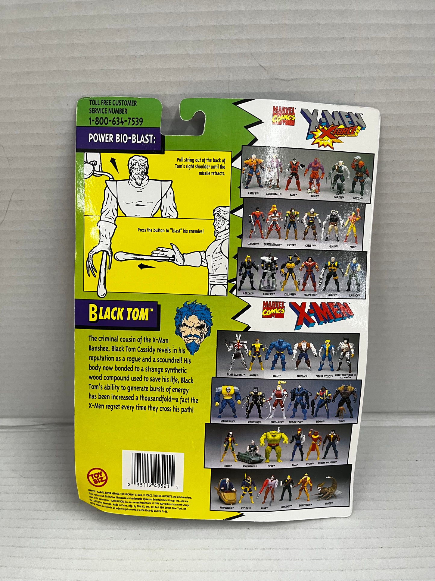 1994 Marvel Comics Toy Biz  BLACK TOM Action Figure X-Men X-Force