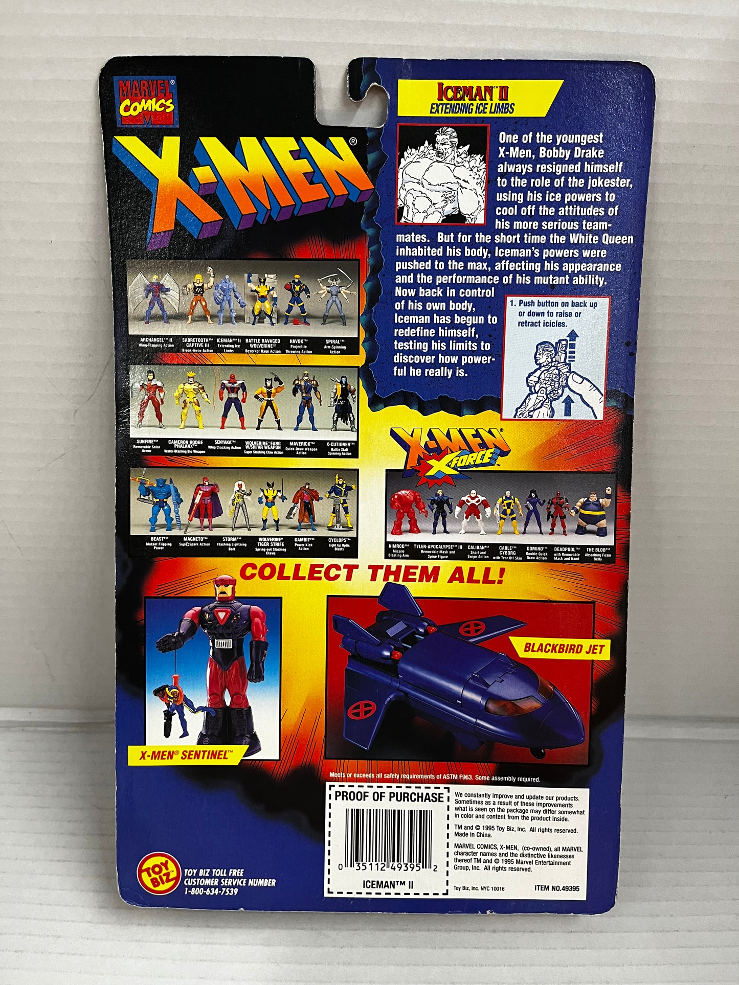 X- Men Invasion Series Iceman II 5"in Figure w/Extending Ice Limbs Toy Biz 1995