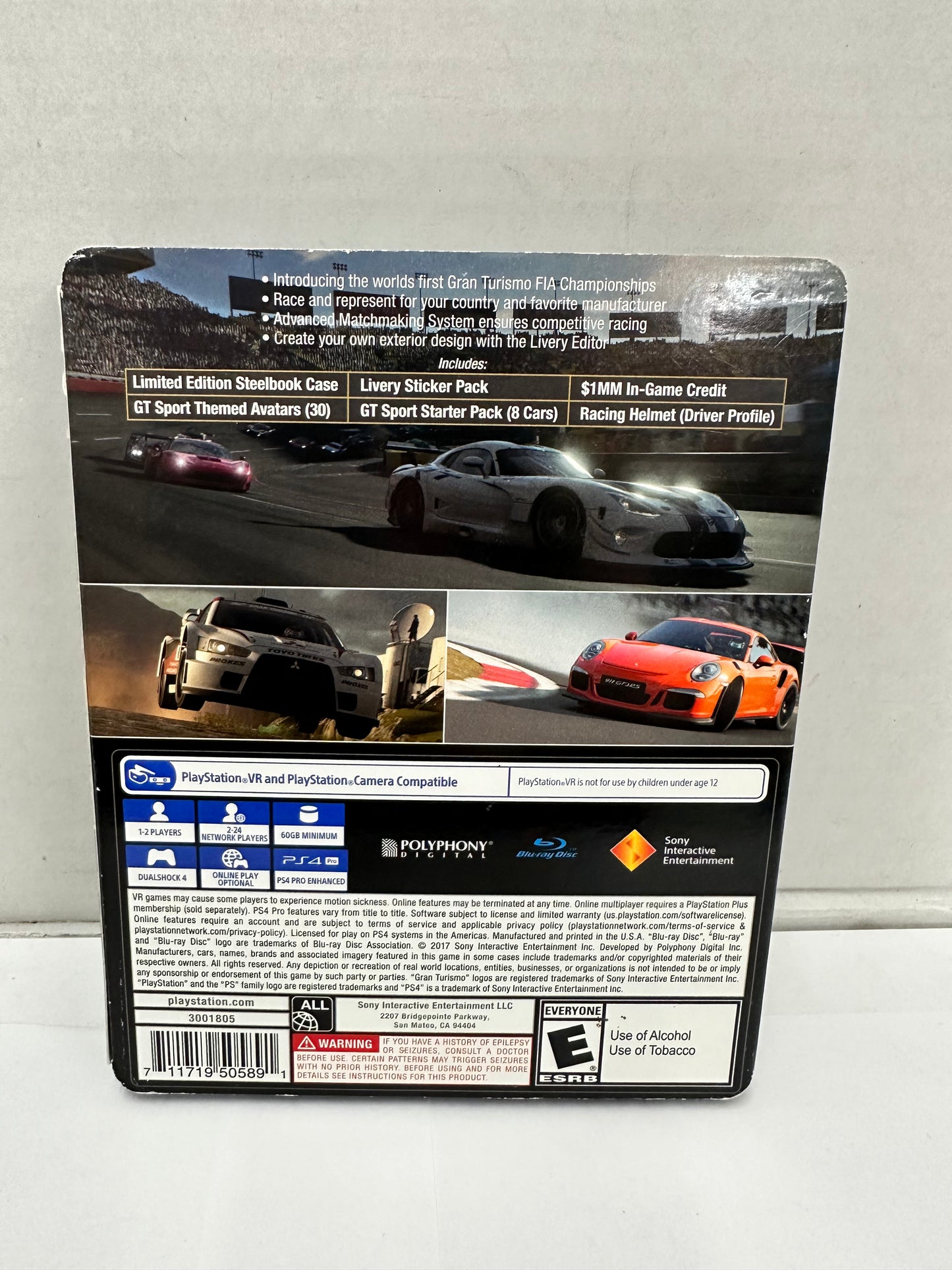 Gran Turismo Sport Limited Steelbook Edition PS4 PlayStation 4 Complete