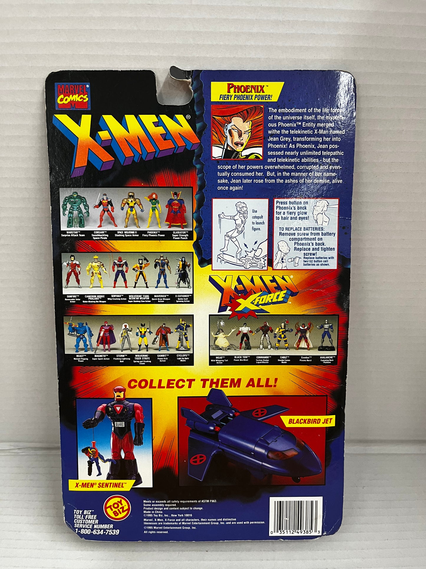 Vintage 1994 Toybiz Marvel The Uncanny X-Men Phoenix With Trading Card Gambit