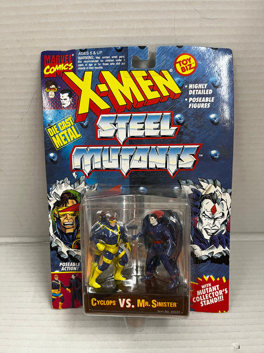 X-Men Steel Mutants Cyclops Vs. Mr. Sinister Toy Biz Poseable Action Figures New