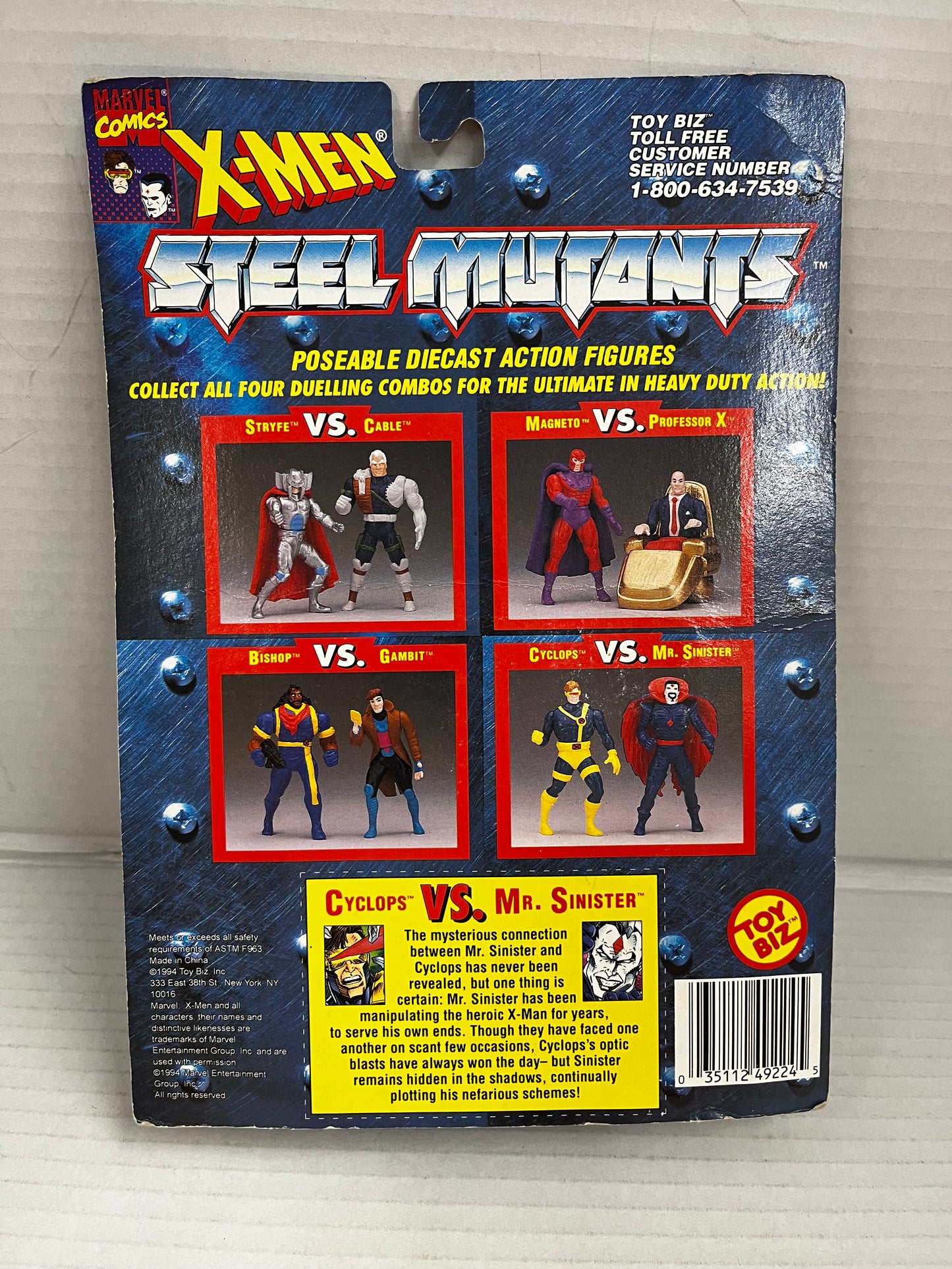 X-Men Steel Mutants Cyclops Vs. Mr. Sinister Toy Biz Poseable Action Figures New