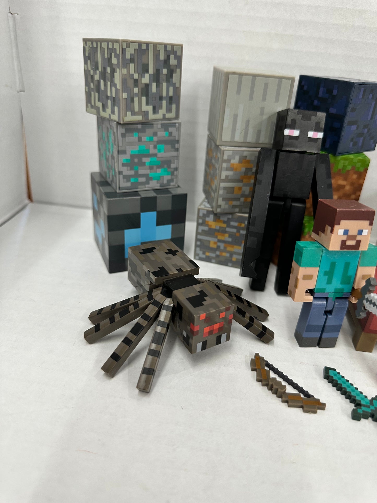 Minecraft 3" Figure Lot - Spider, Steve, Horse, Creepers Etc