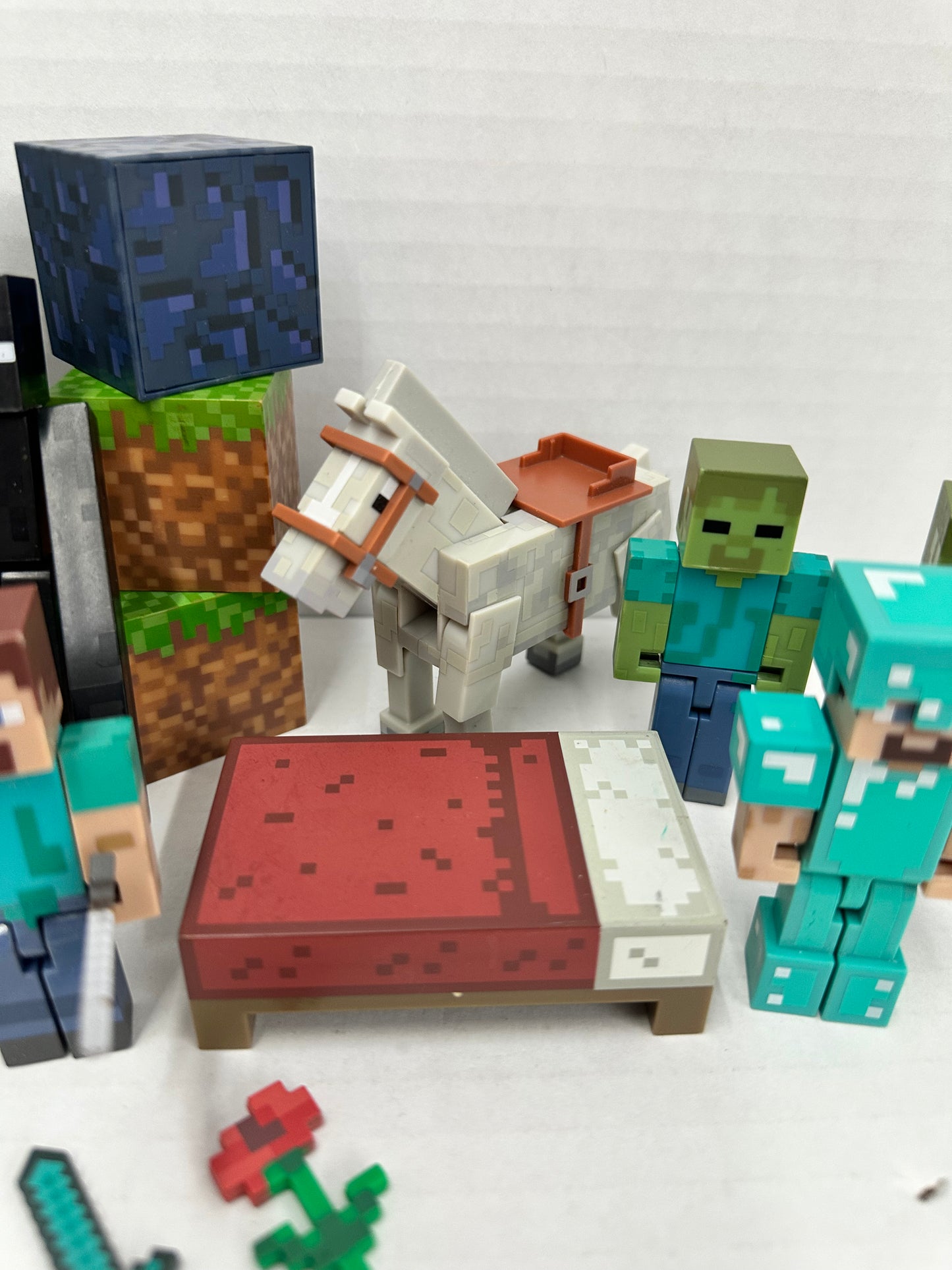 Minecraft 3" Figure Lot - Spider, Steve, Horse, Creepers Etc