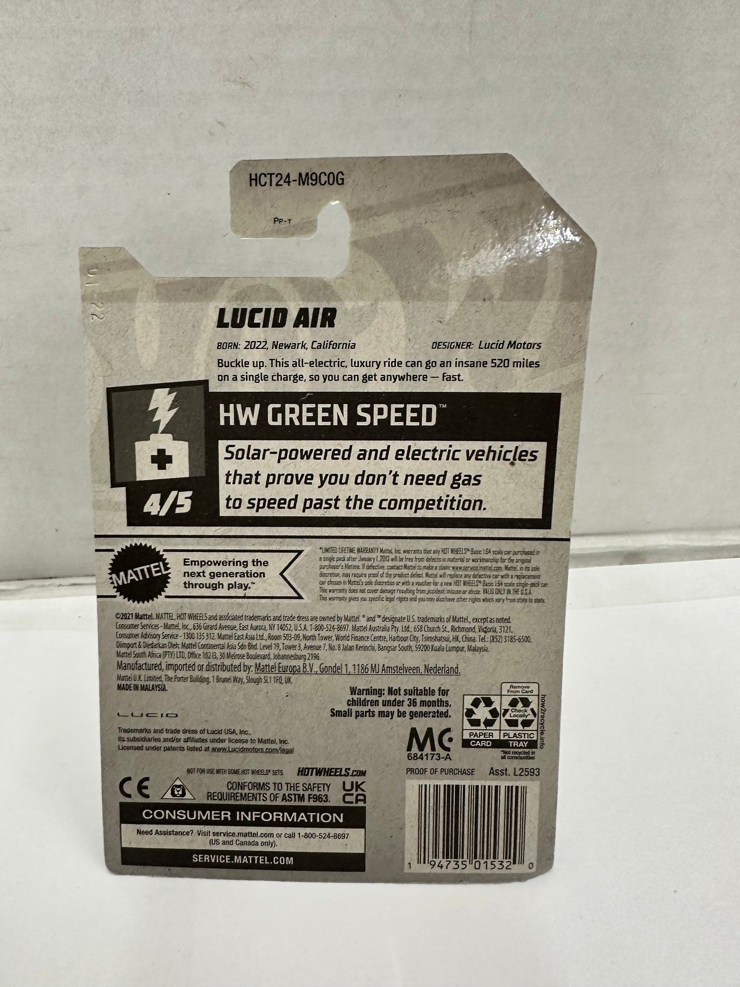 Hot Wheels New For 2022 Lucid Air Hot Wheels HW Green Speed 4/5 #147/250