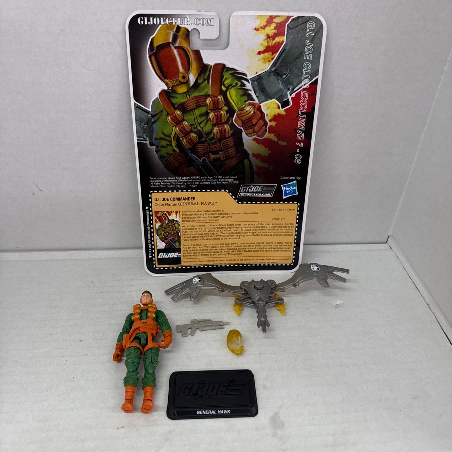 2018 Hasbro G.I. JOE FSS Collector's Club Exclusive GENERAL HAWK 3.75"