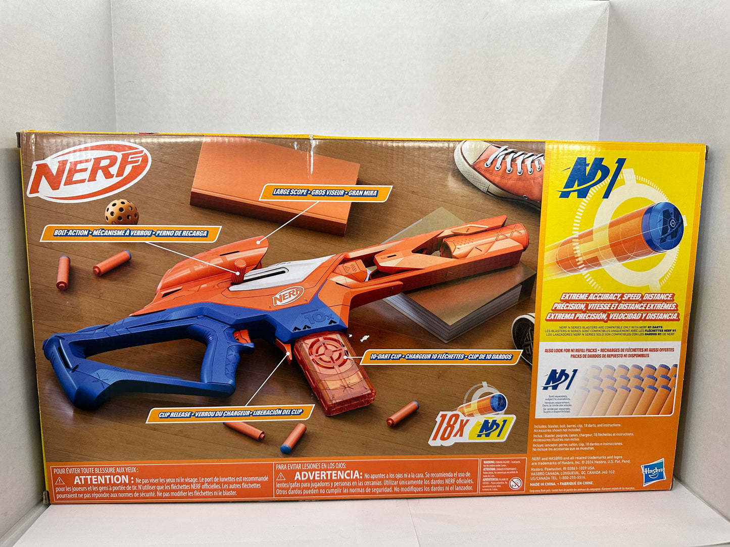 Nerf N Series Pinpoint Blaster, Clip, 18 Nerf N1 Darts Compatible, Nerf N Series